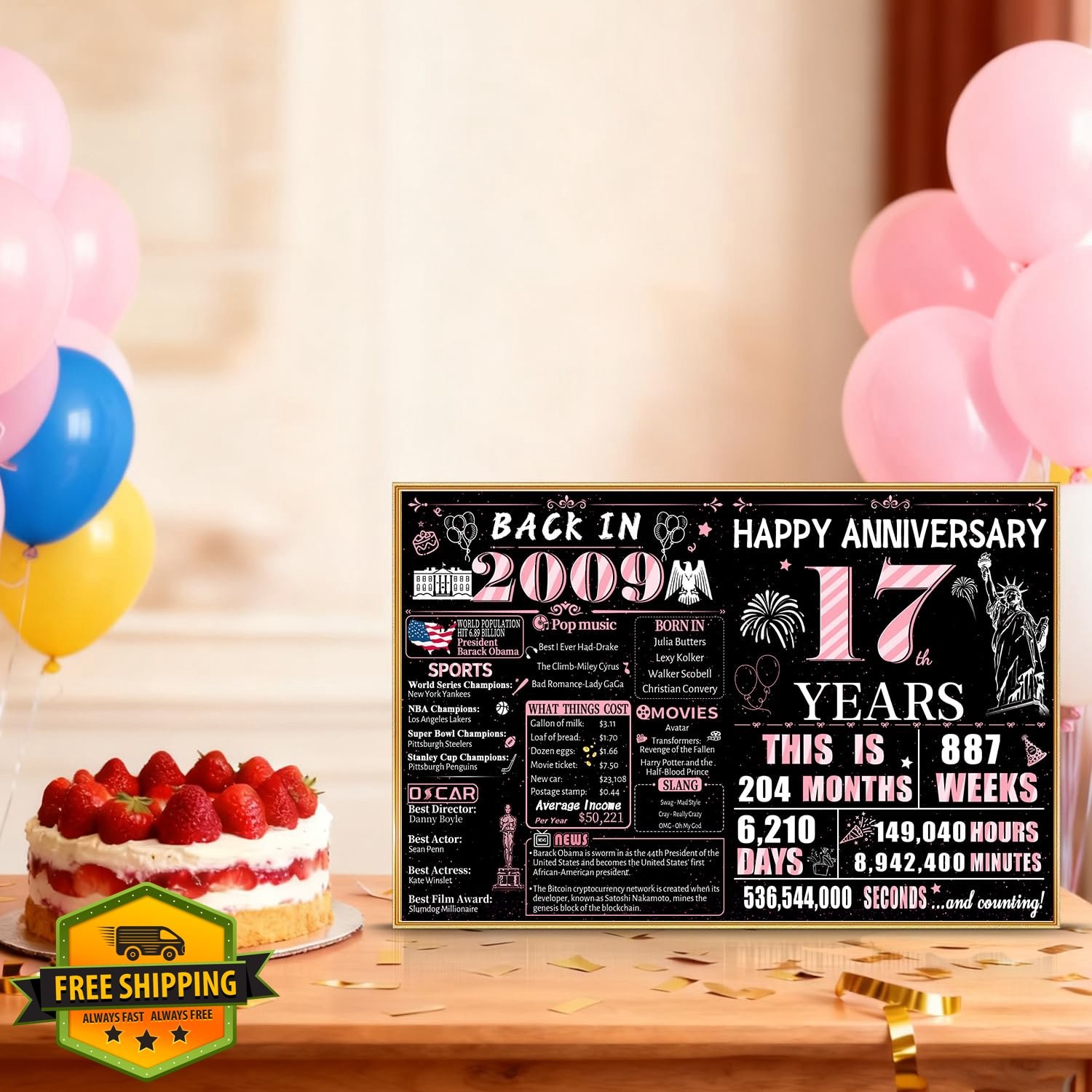 VivaGem 17th Anniversary Jumbo Card Wife 2009 Retro Gift Furniture