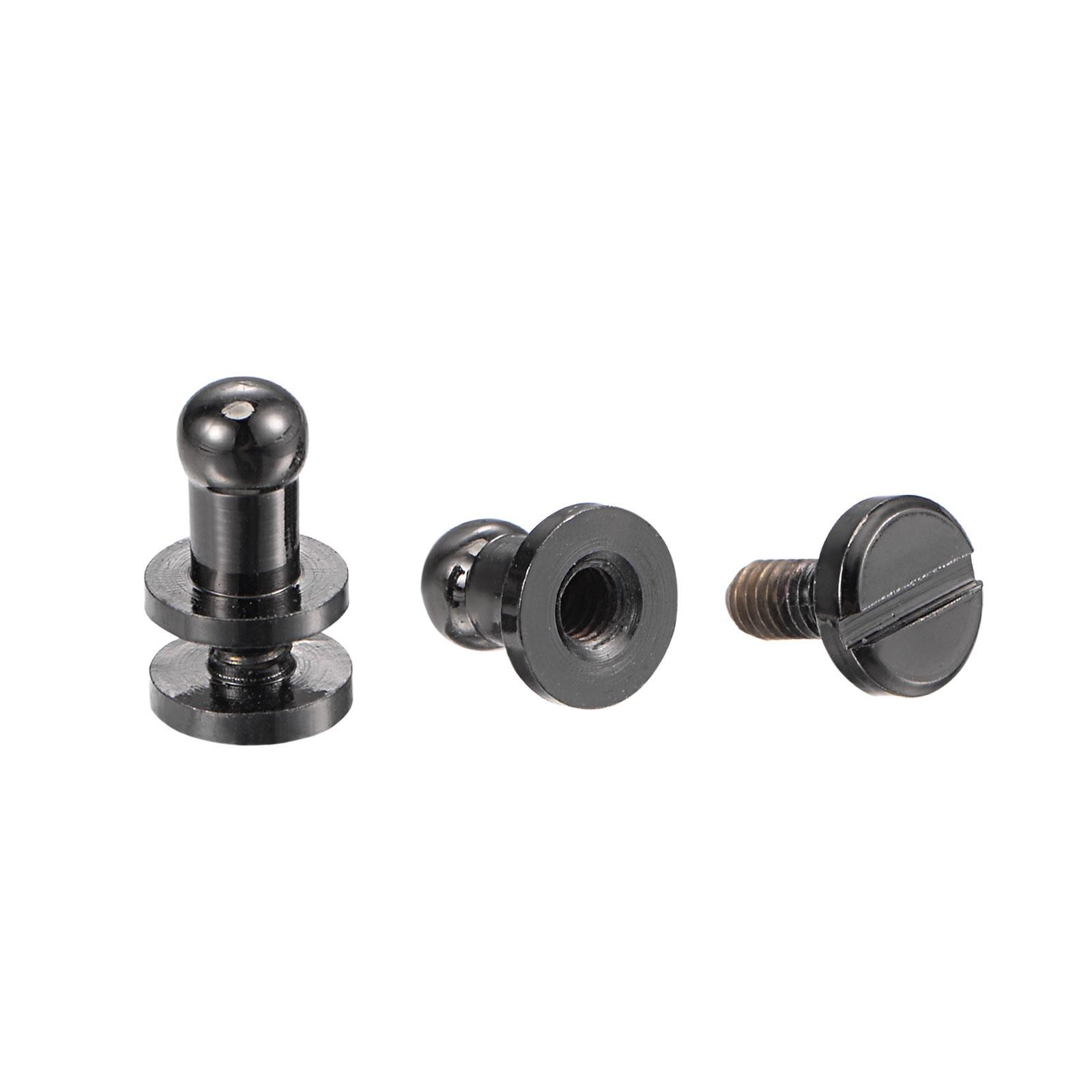 5 Set 4mm Solid Brass Round Head Lock Screw Rivets Pin Fixing, Black