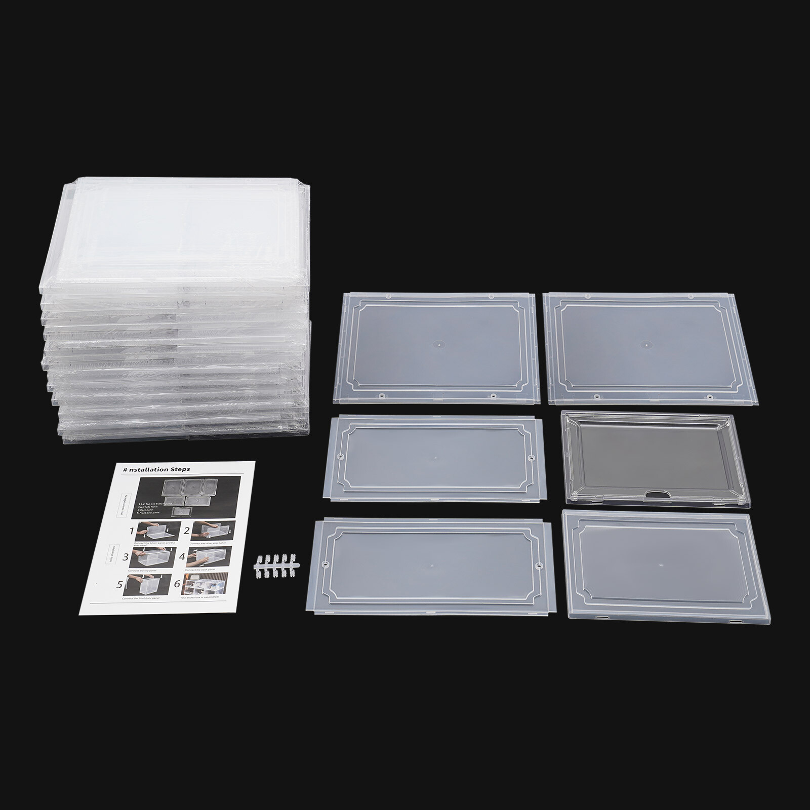 12PCS Shoe Containers Transparent-Front Door Open Acrylic Shoe Display Cabinet