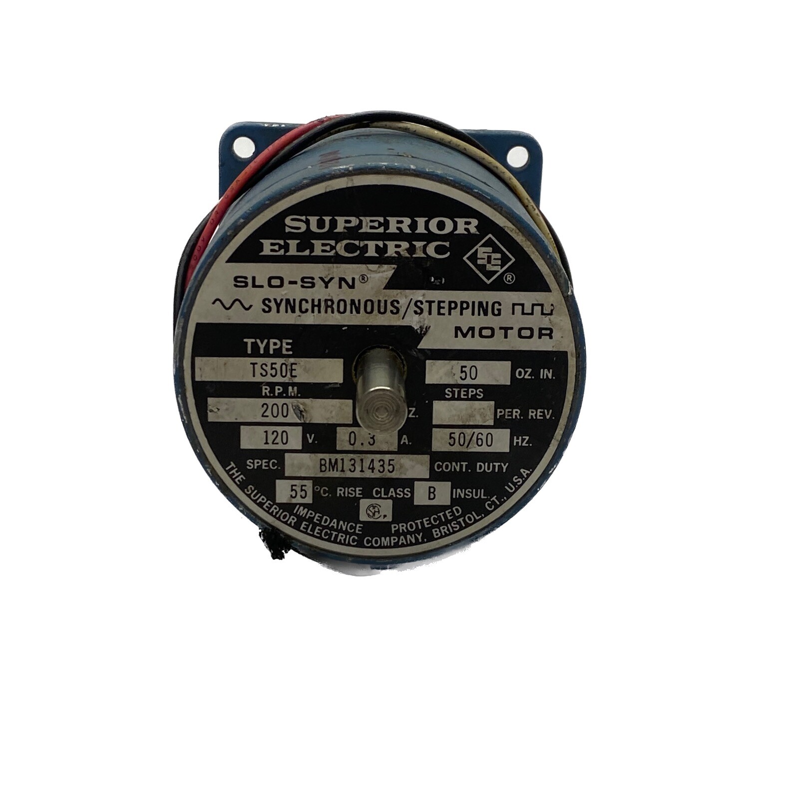 USED Superior Electric 200 RPM 120V 0.3A 50/60Hz SOL-SYN Stepping Motor TS50E