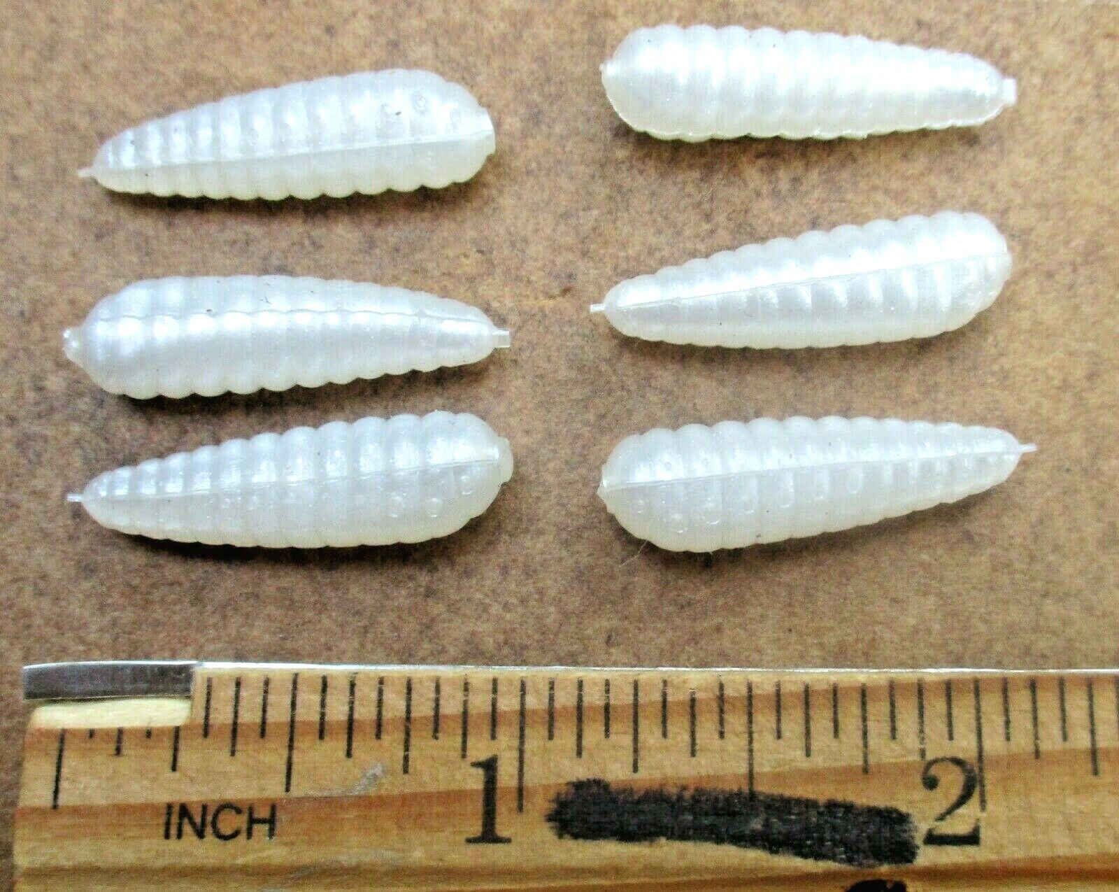 50ct PEARL WHITE 1" BEETLE BUGS Beetles Bug Larva Fishing Lures Bream Busters