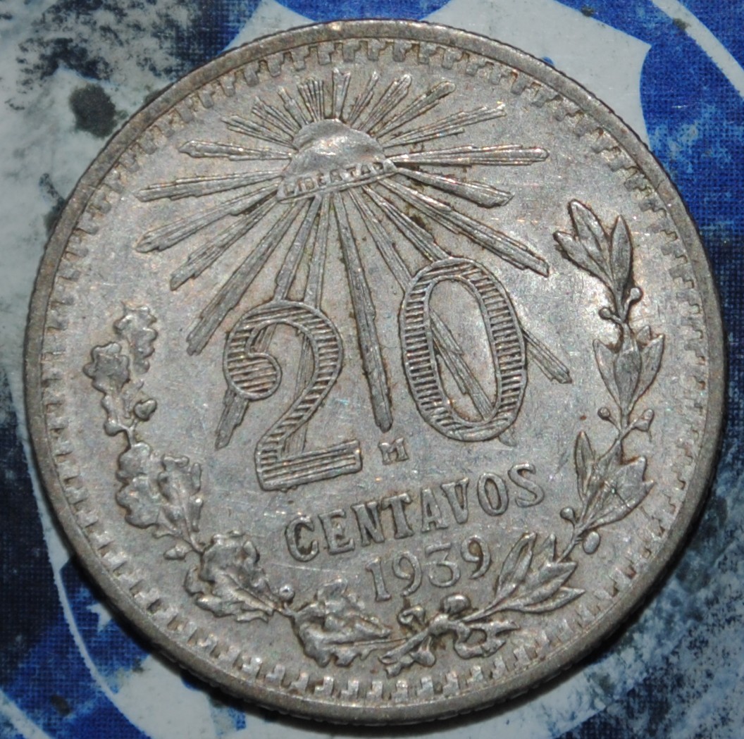 MEXICO  Silver 20 Centavos 1939  {{{D011