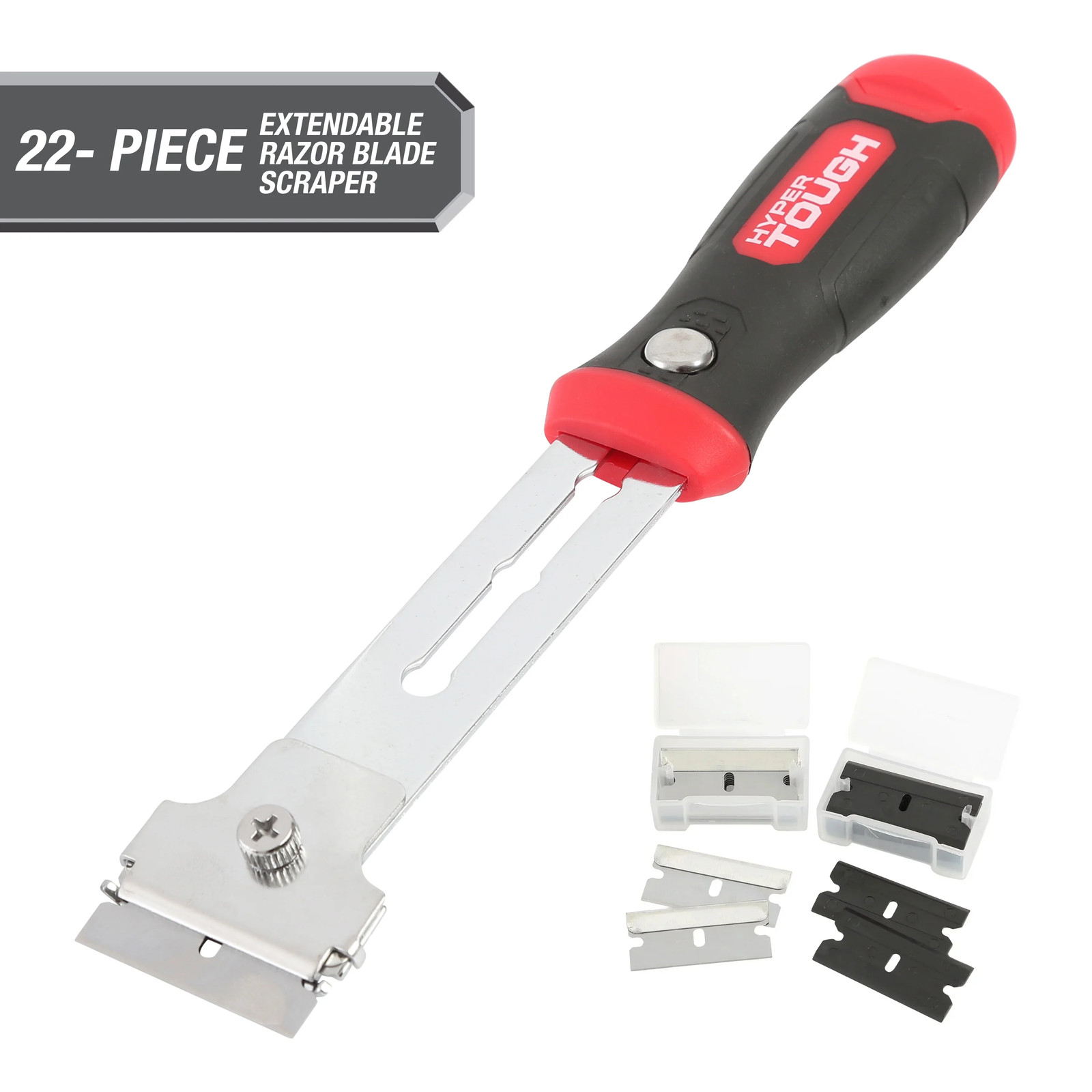 Extendable Razor Blade Scraper with Replaceable Blades, 9 inch