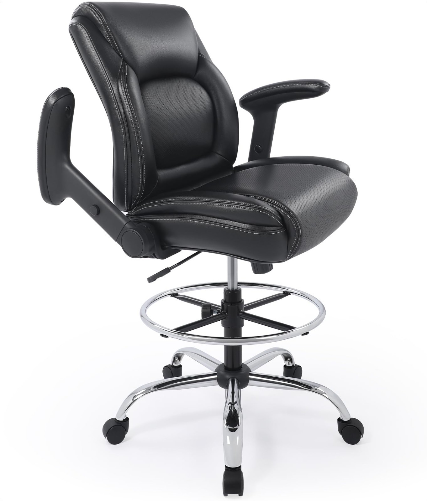 CHAIRMAN® Ergonomic Faux Leather Adjustable Drafting Office Chair with Foot Ring