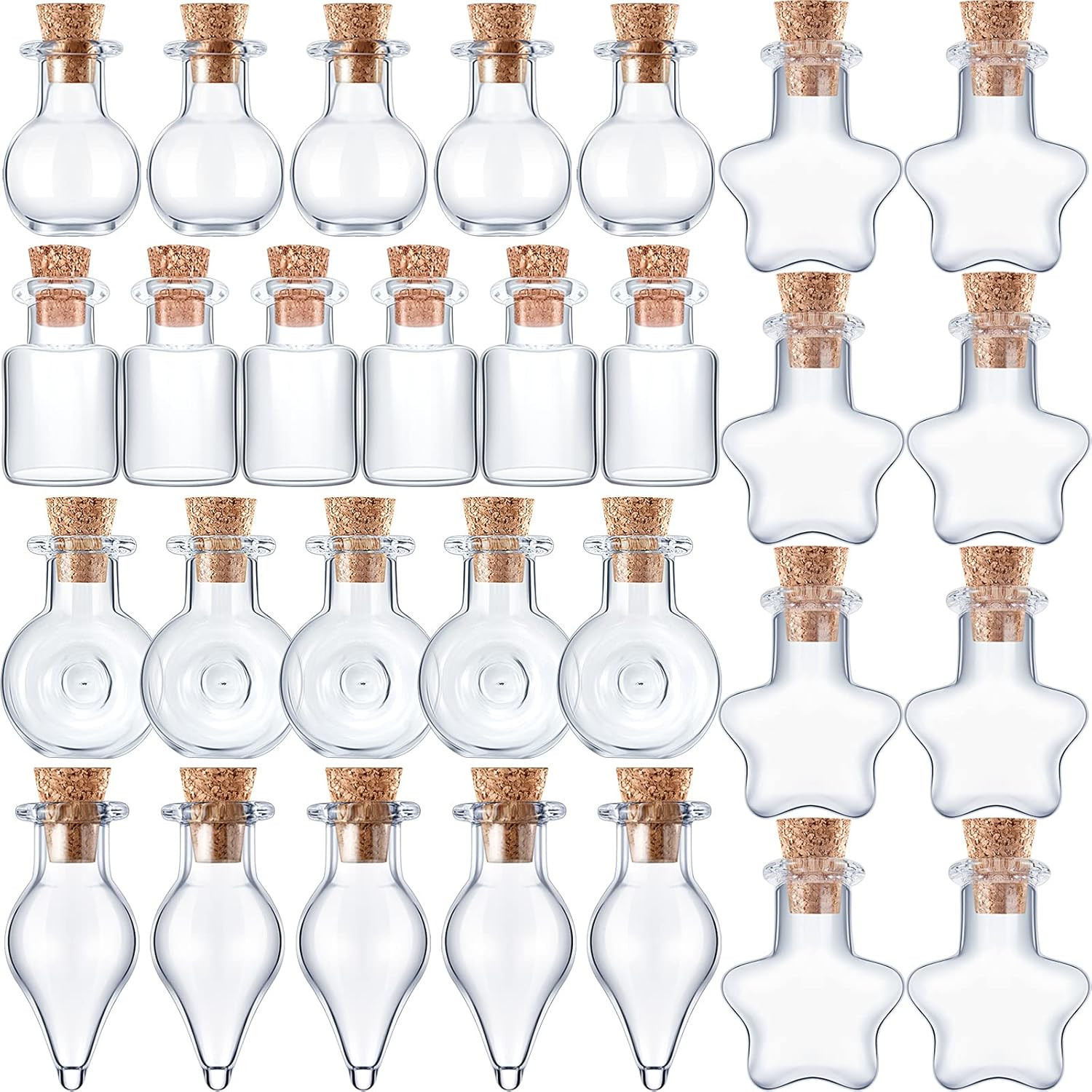 Patelai 50 Pcs Mini Glass Bottles Jars with Cork Stoppers Tiny Cork Glass Bottle