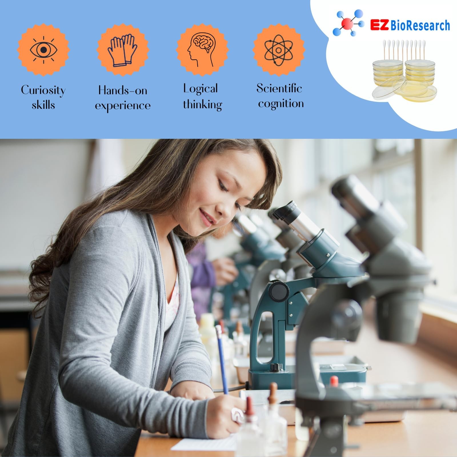 EZ BioResearch Bacteria Science Kit (IV): Top Fair Medium, Clear