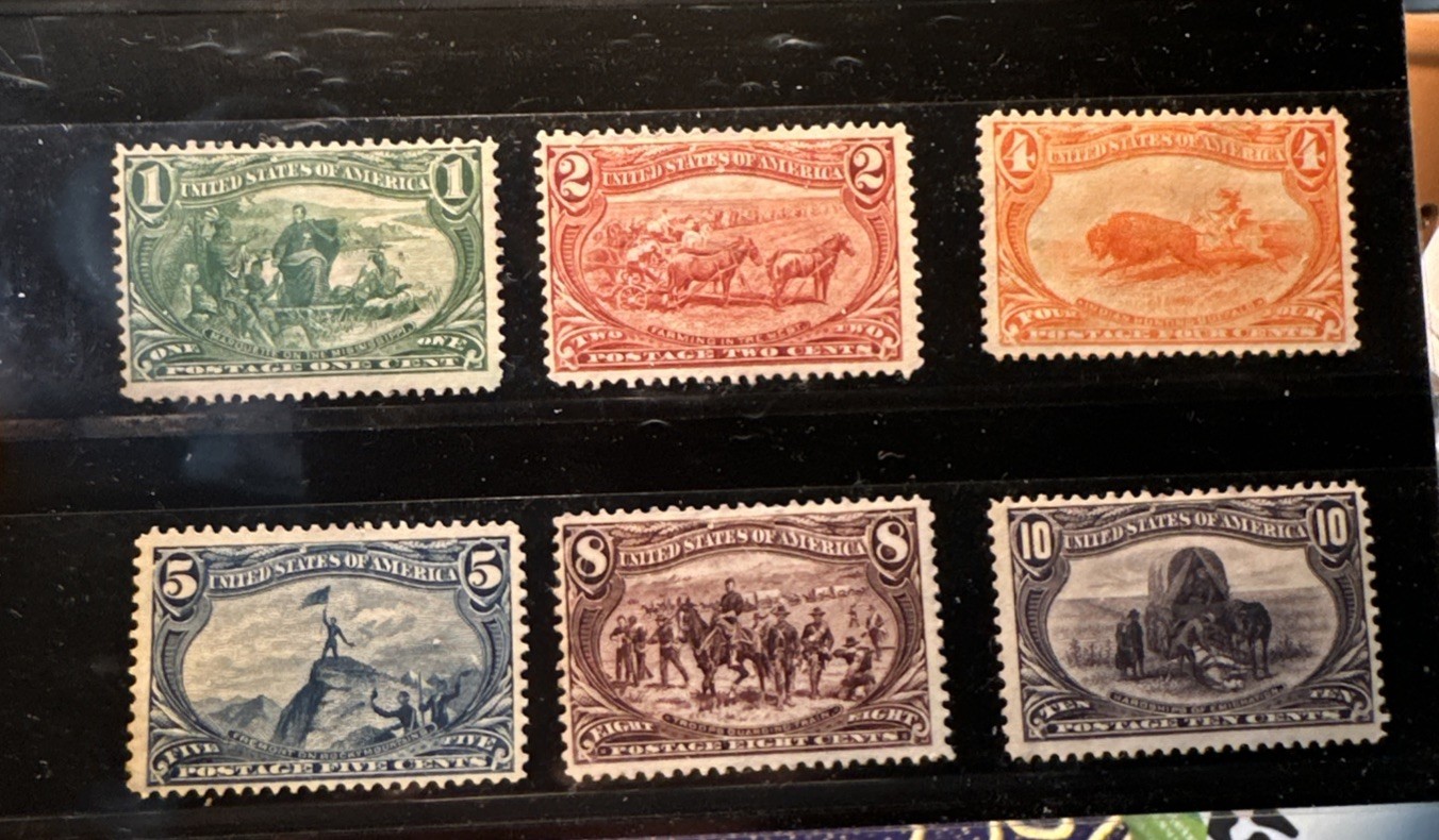 6 Classic Mint Stamps USA,  Scott # 285, 286, 287, 288, 289, 290 Trans-Miss Expo