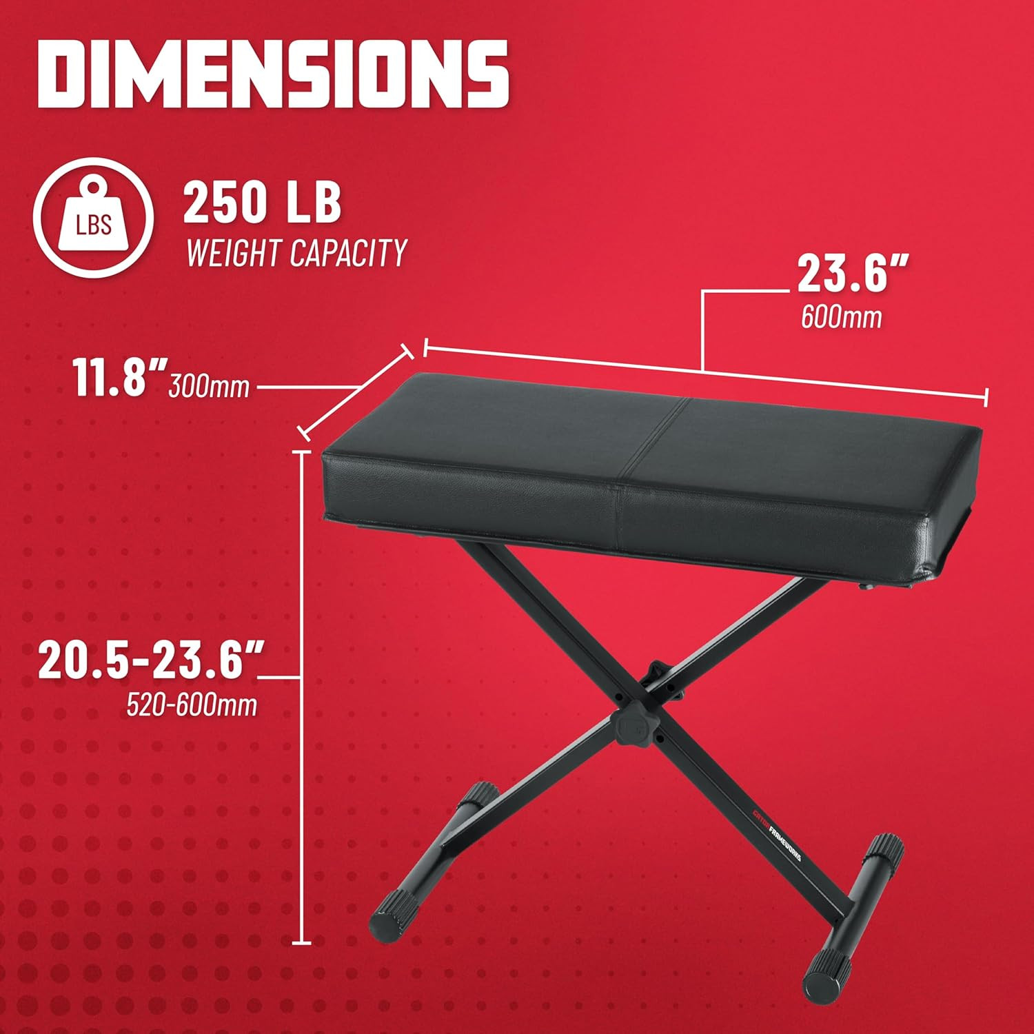Frameworks Adjustable X-Frame Style Keyboard Bench, (Gfw-Key-Bnch-1)
