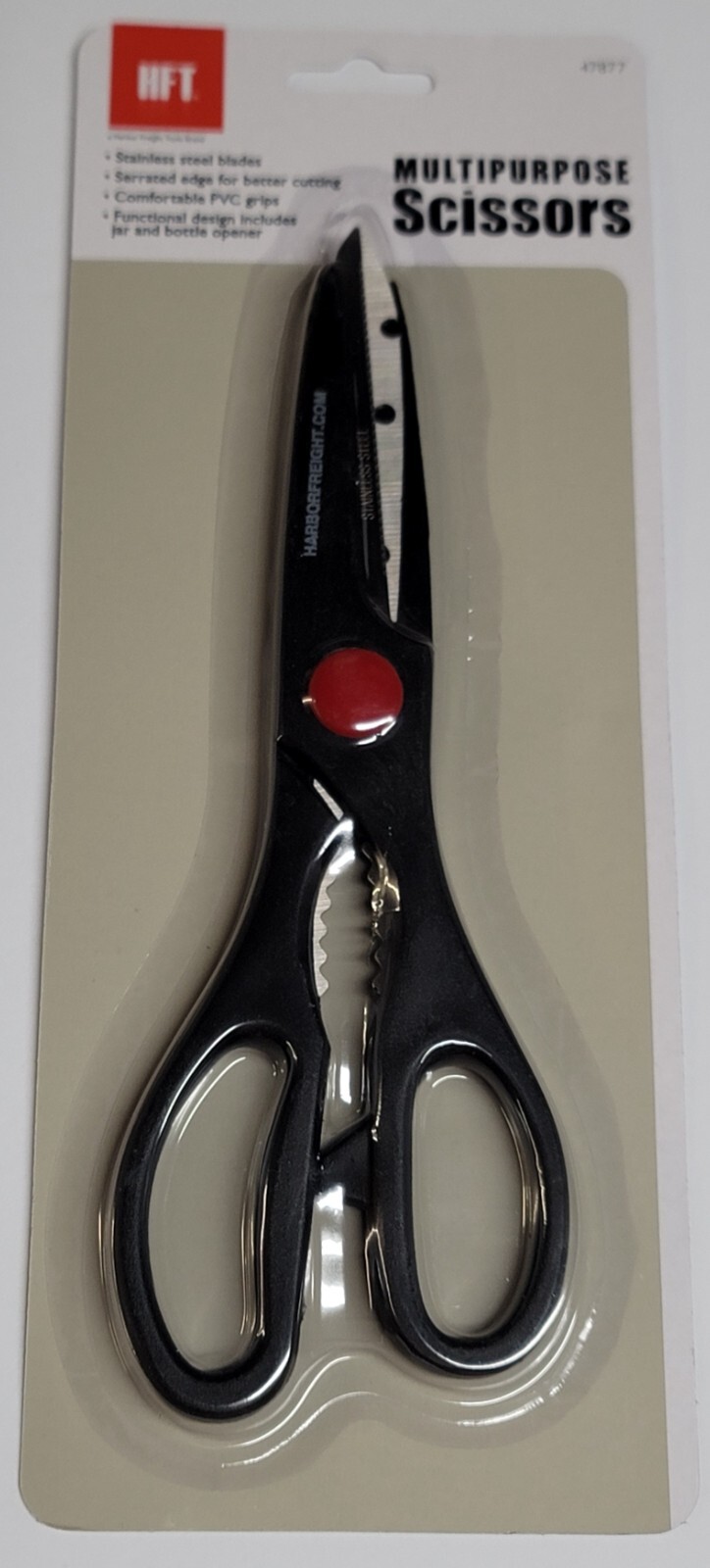 STAINLESS STEEL MULTI-PURPOSE SHEARS SCISSORS Serrated Edge Jar Bottle Opener