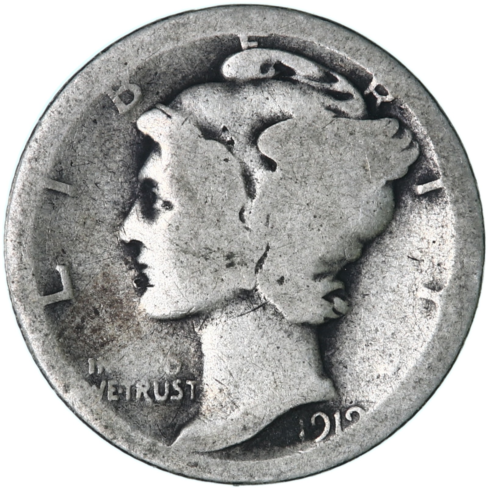 1919 S Mercury Dime 90% Silver About Good AG