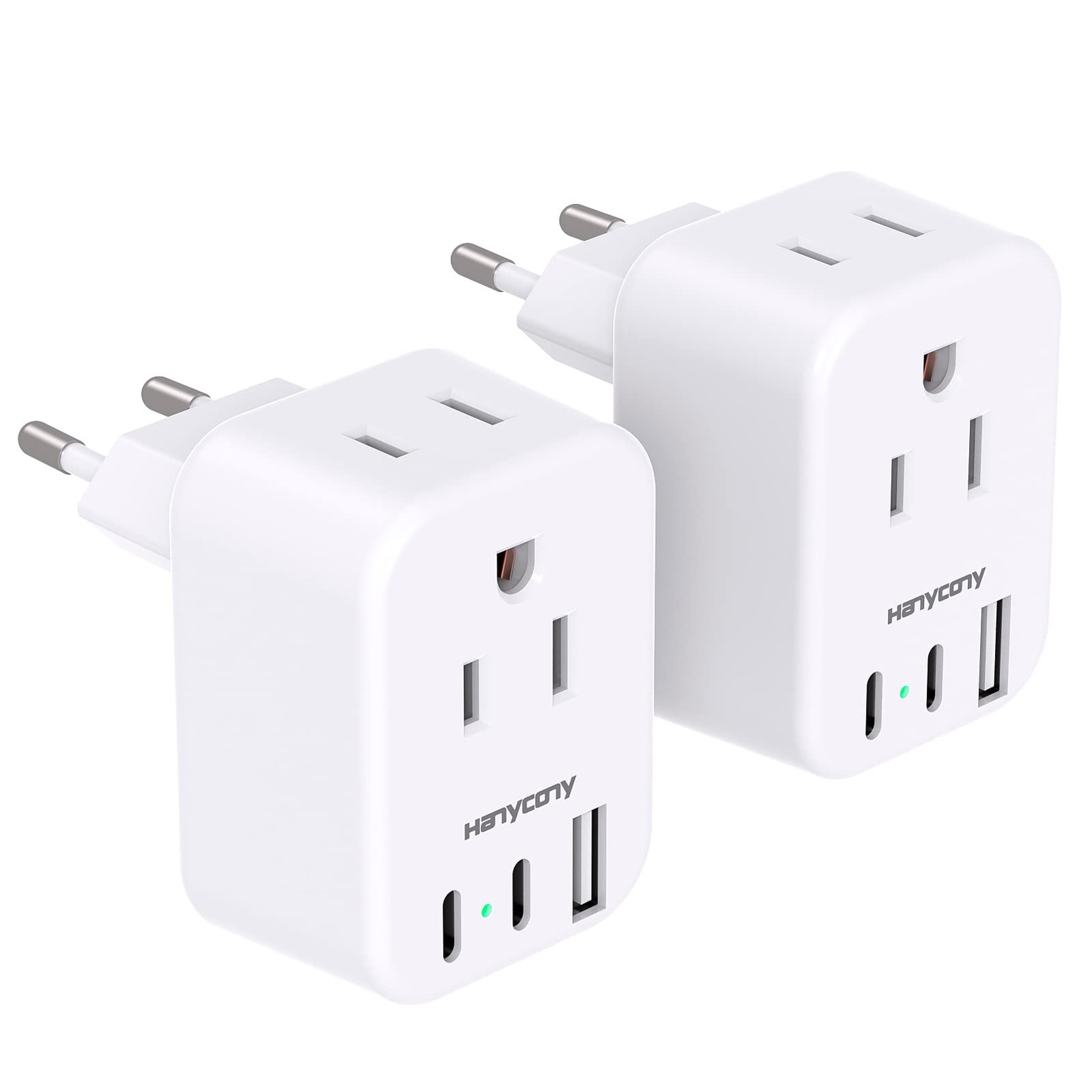 European Travel Plug Adapter for International, Italy Spain Power Adapter 2 O...