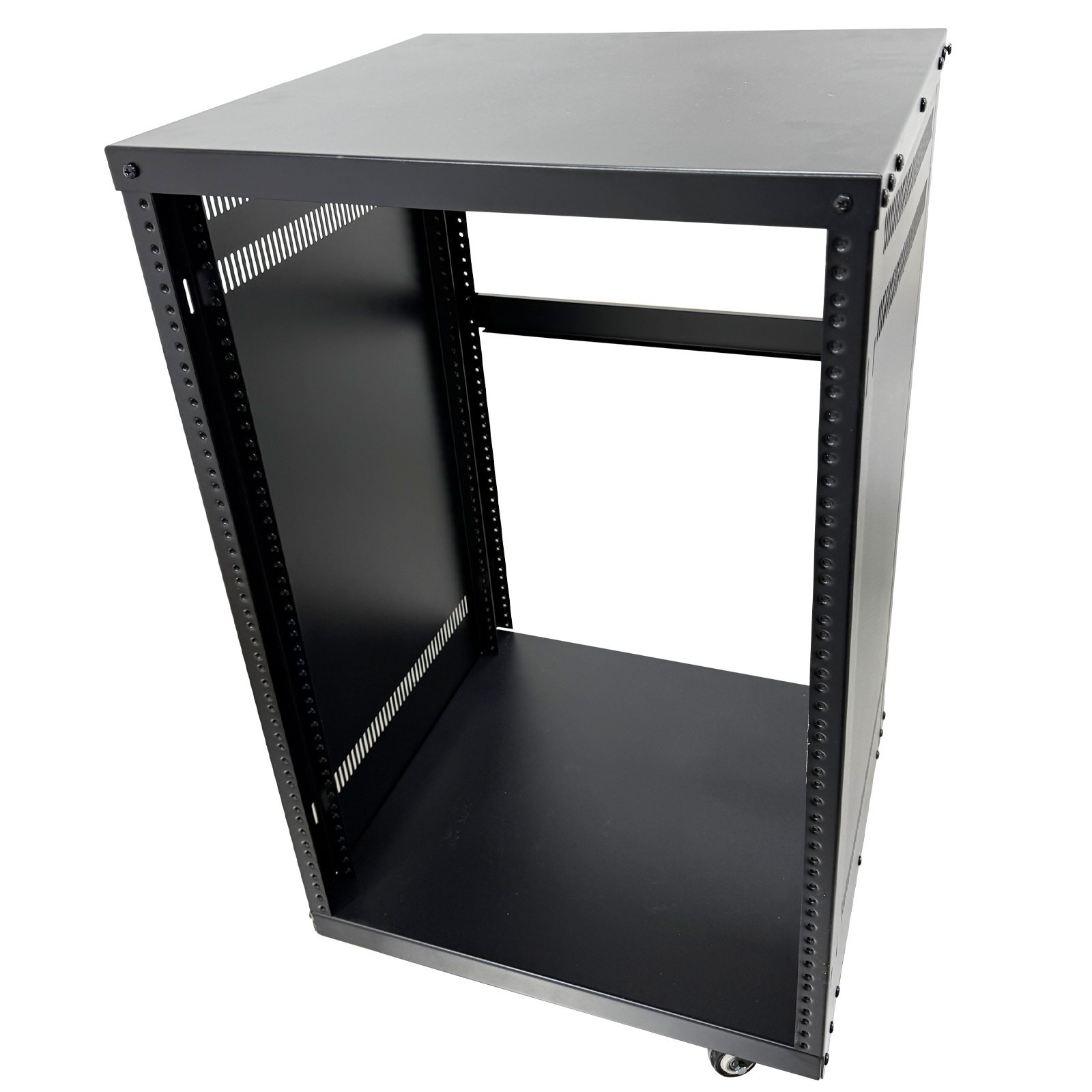 12 Space Studio Rack Case with 4" Caster Wheels 12U Open-Frame Server Rack
