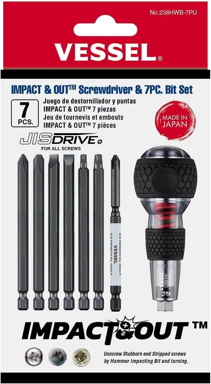 Vessel Impact & Out Screw Remover Handle Bit Set - 7 Piece (238HWB7PU)