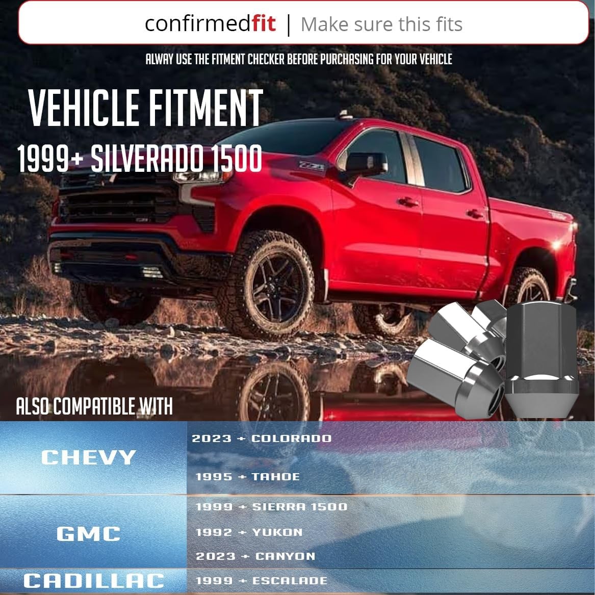 M14x1.5 Chrome Lug Nuts 24pc 1.77" GM