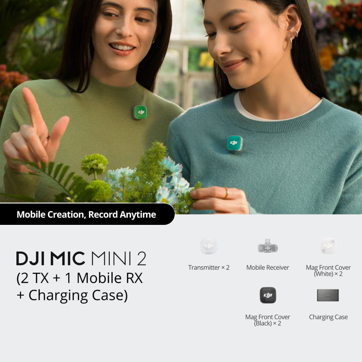 DJI Mic Mini 2 2TX 1Mobile RX Wireless Mic Kit Charging Case All in One