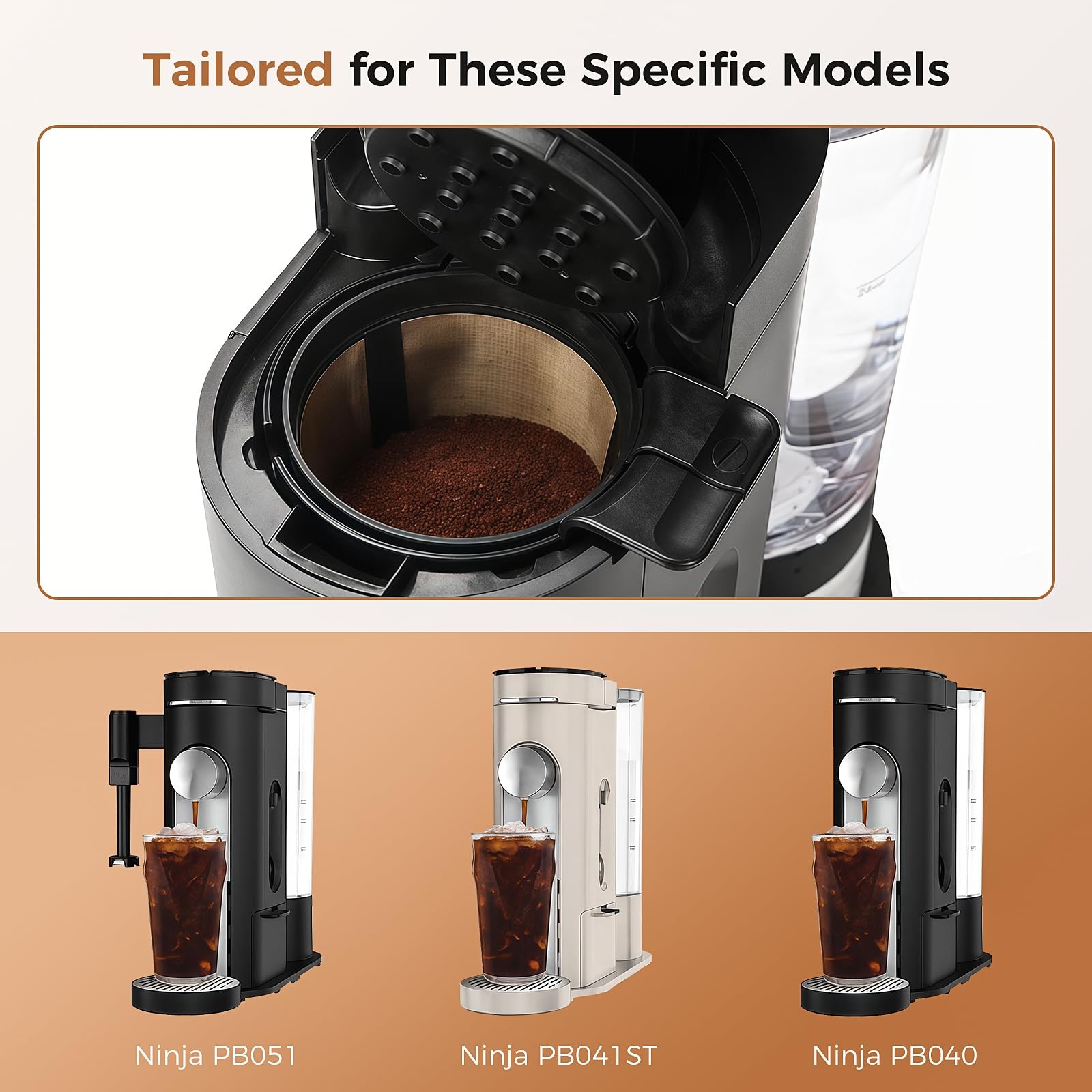 2 Pack Permanent Coffee Filter with Ninja PB051 / PB040 / PB041ST - Reusable ...