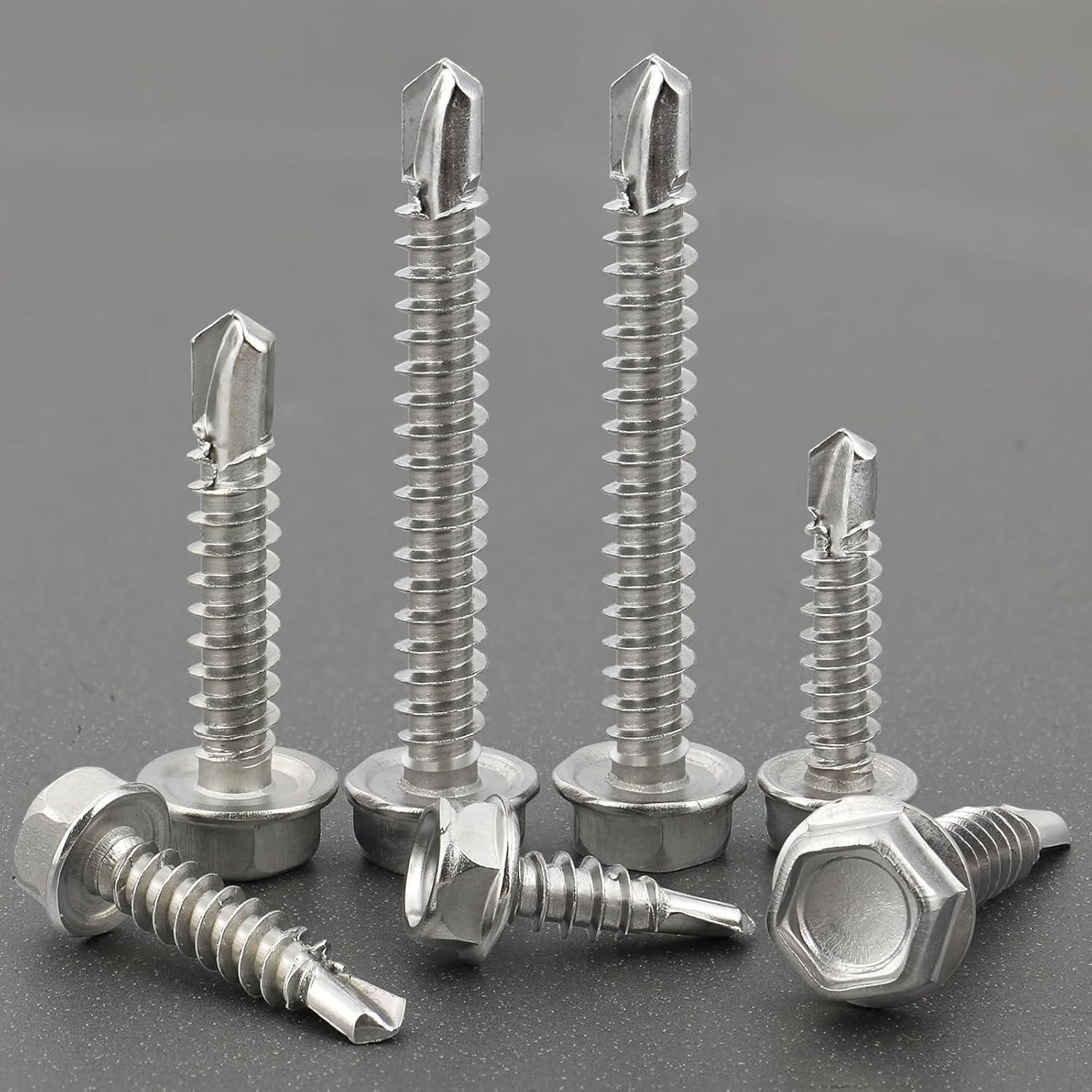 150Pcs Self Drilling Screws Assortment Kit, 410 Stainless Steel Silver