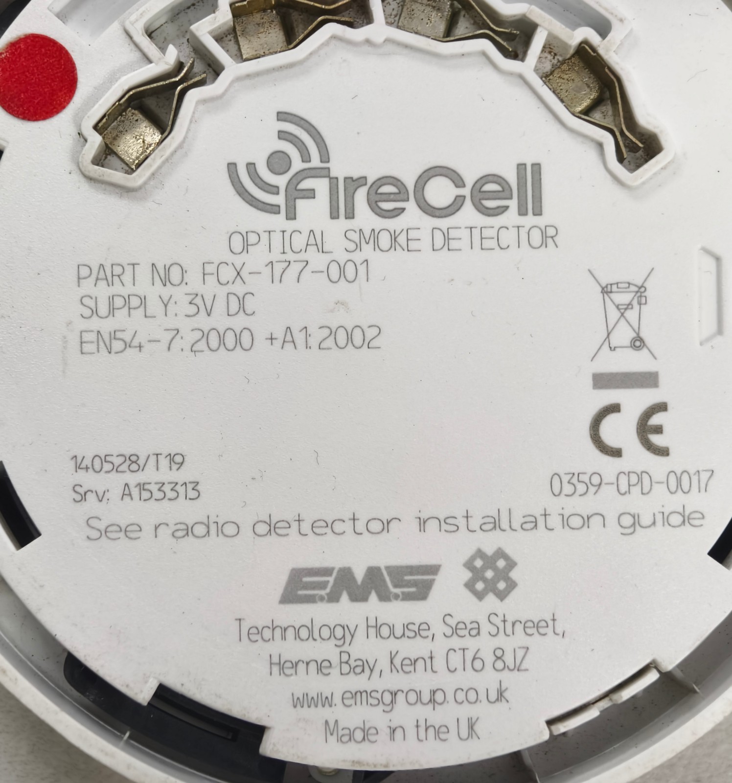 EMS FCX-177-001 Optical Smoke Detector Fire Cell