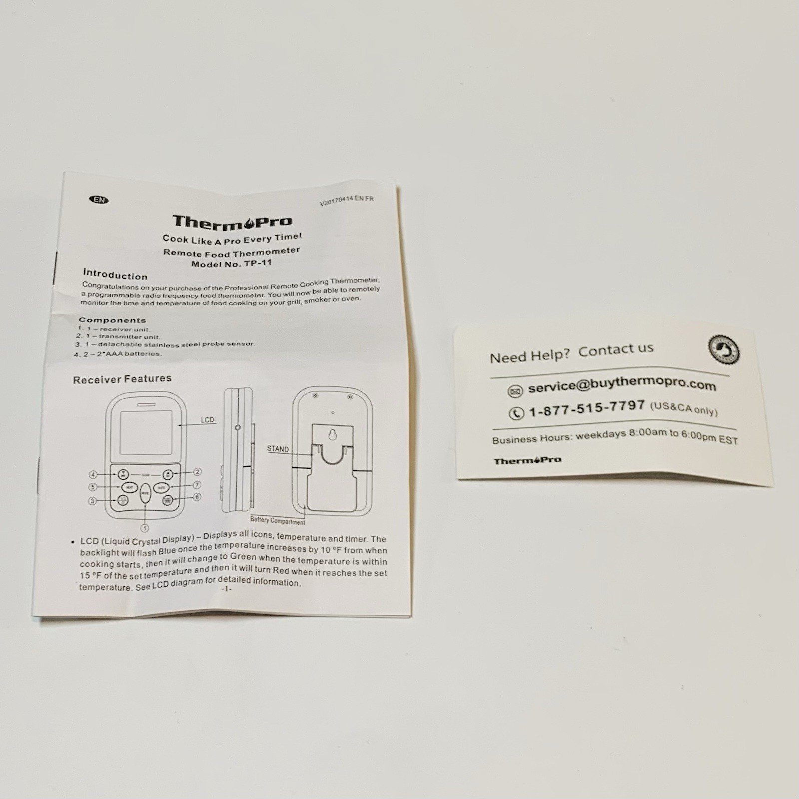 ThermoPro Remote Food Thermometer Model Number TP-11 - New Open Box