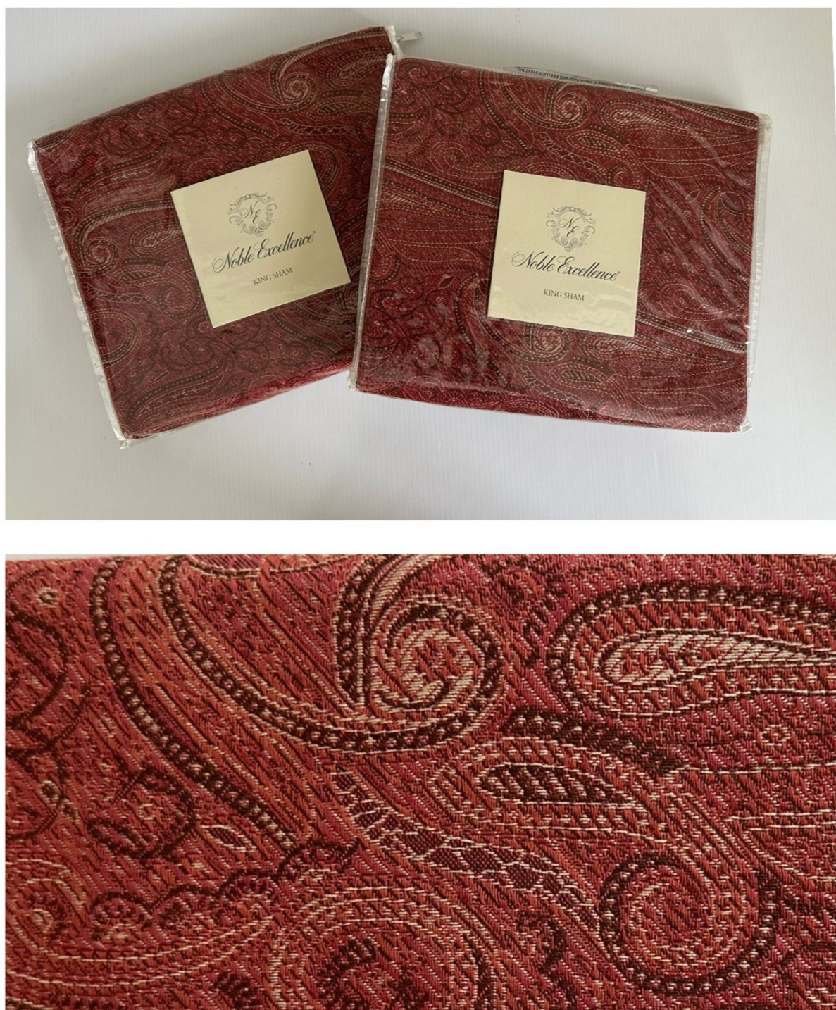 (2) PAISLEY PARK ~ Noble Excellence KING Pillow Shams Luxurious Red NEW