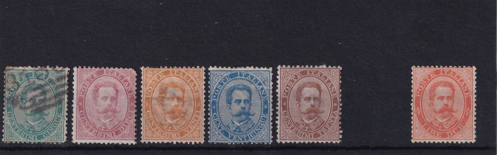 1879 Italy King Umberto I Definitives set of 6 SG#31-35,37. MH.CV.￡2411.