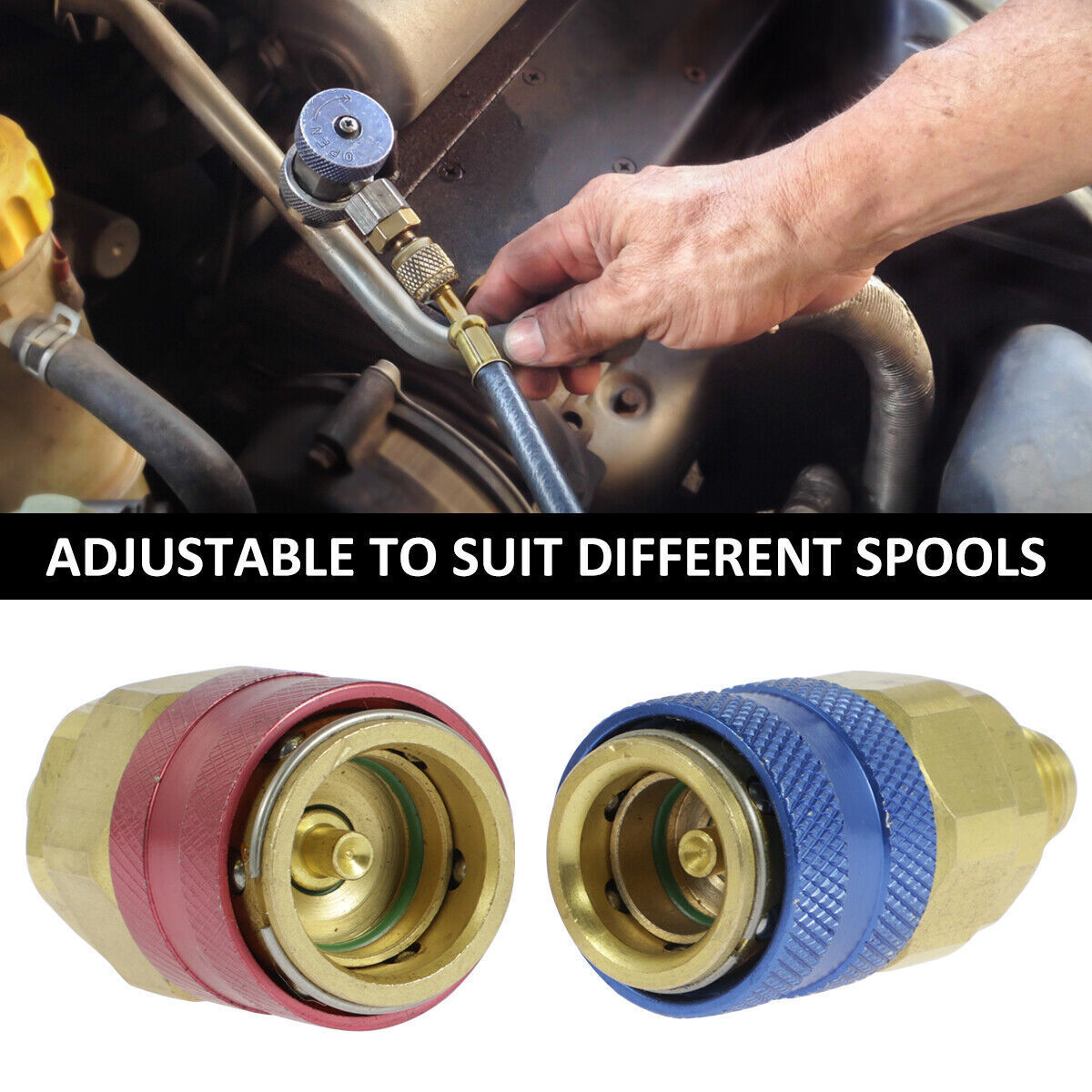 Quick Connector Refrigerant Adapter Coupler Auto AC Manifold Gauge Low/High HVAC