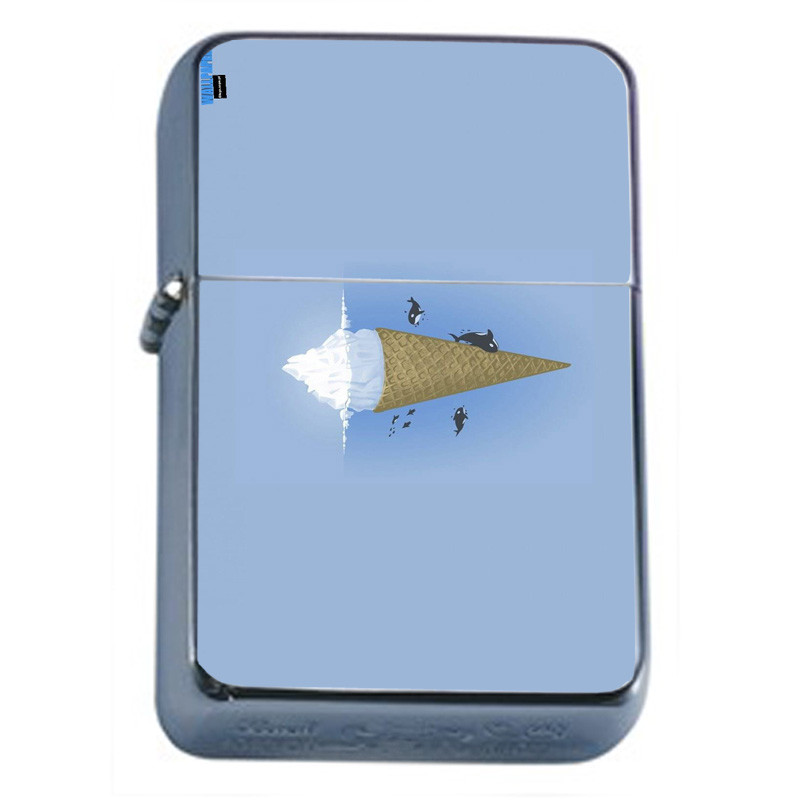 Iceberg Ice Cream Whale Em1 Flip Top Oil Lighter Wind Resistant