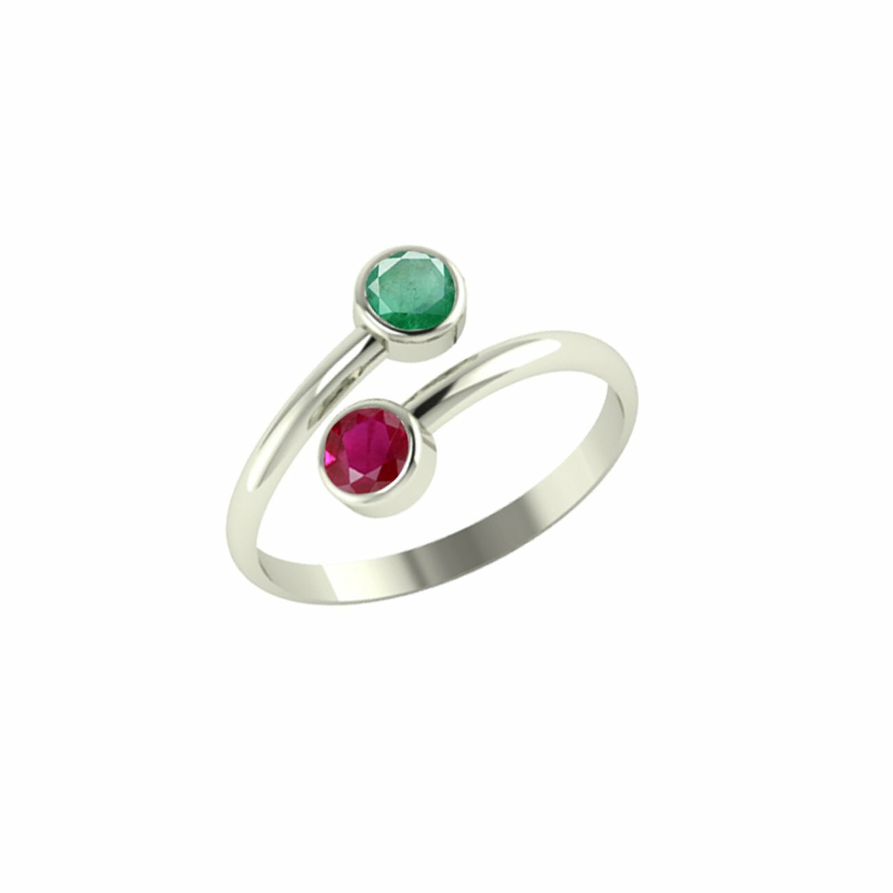 92.5-925 Sterling Silver Toe Ring Emerald Ruby Gemstone Ring Finger Leg 1 Pair