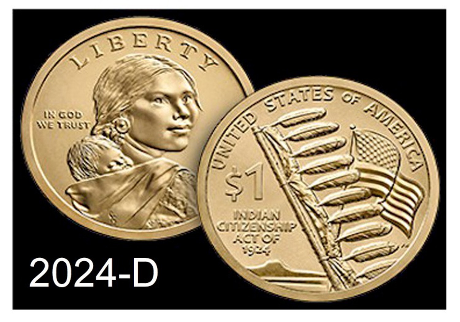 2024-D  Sacagawea $1 Native American Golden Dollar BU Uncirculated Citizenship