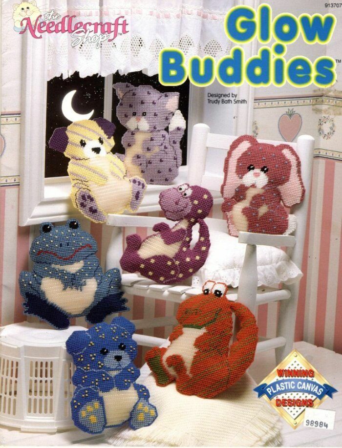 THE NEEDLECRAFT SHOP PLASTIC CANVAS GLOW BUDDIES 7 DESIGNS