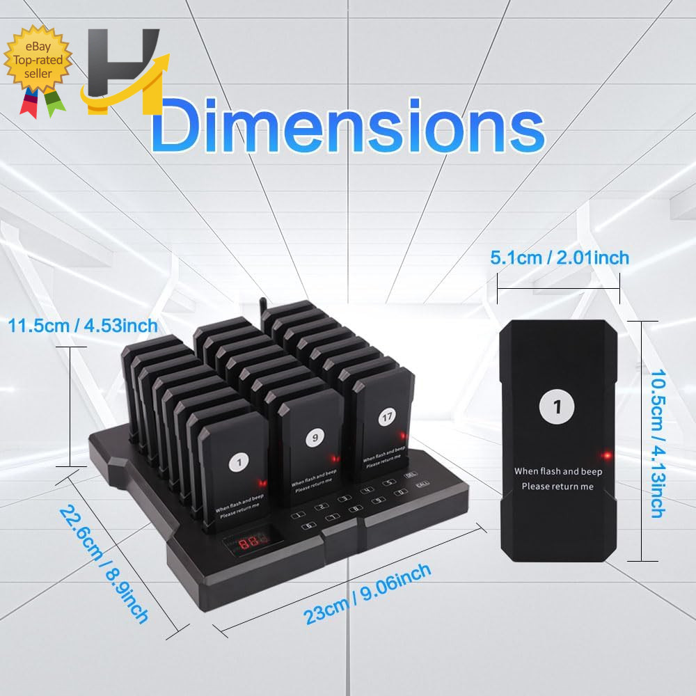 Restaurant Pager Wireless Calling System 24 Beepers Guest Customer Queue Pagers
