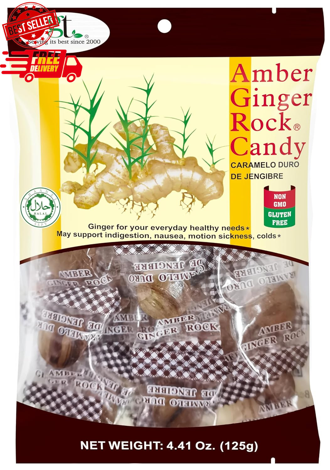 Amber Ginger Rock Candy (2-Pack) FREE SHIPPING
