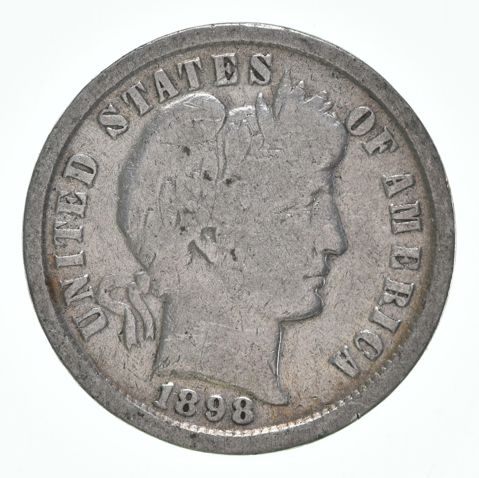1898-P Barber Dime 90% Silver Average Circ