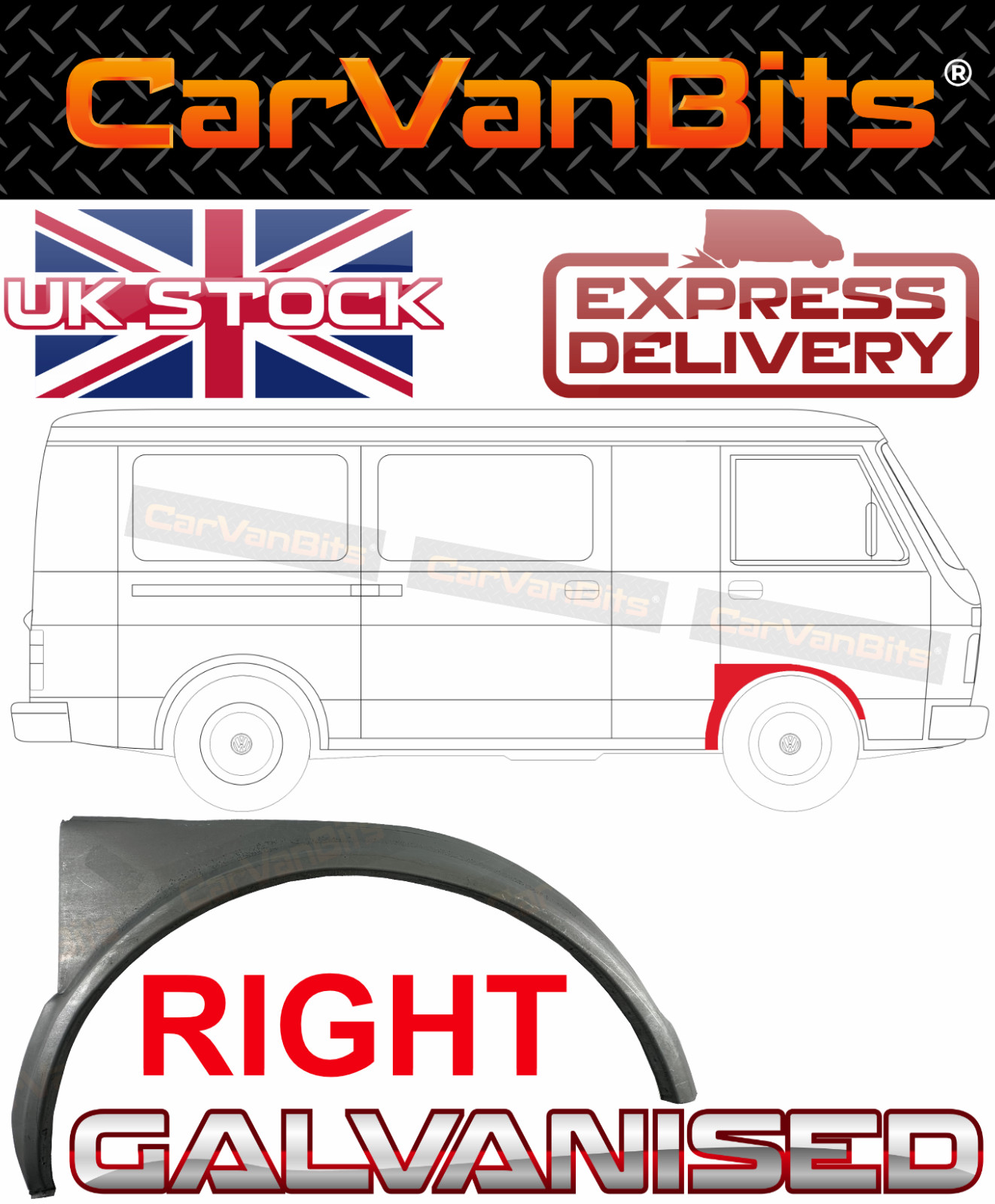 FOR VW LT 28 31 35 75-96 FRONT WHEEL ARCH WING REPAIR RUST BODY PANEL RIGHT