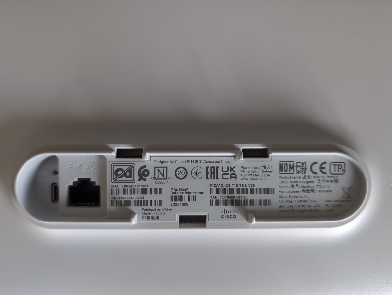 CISCO CS-T10-TS-L V05 ROOM NAVIGATOR