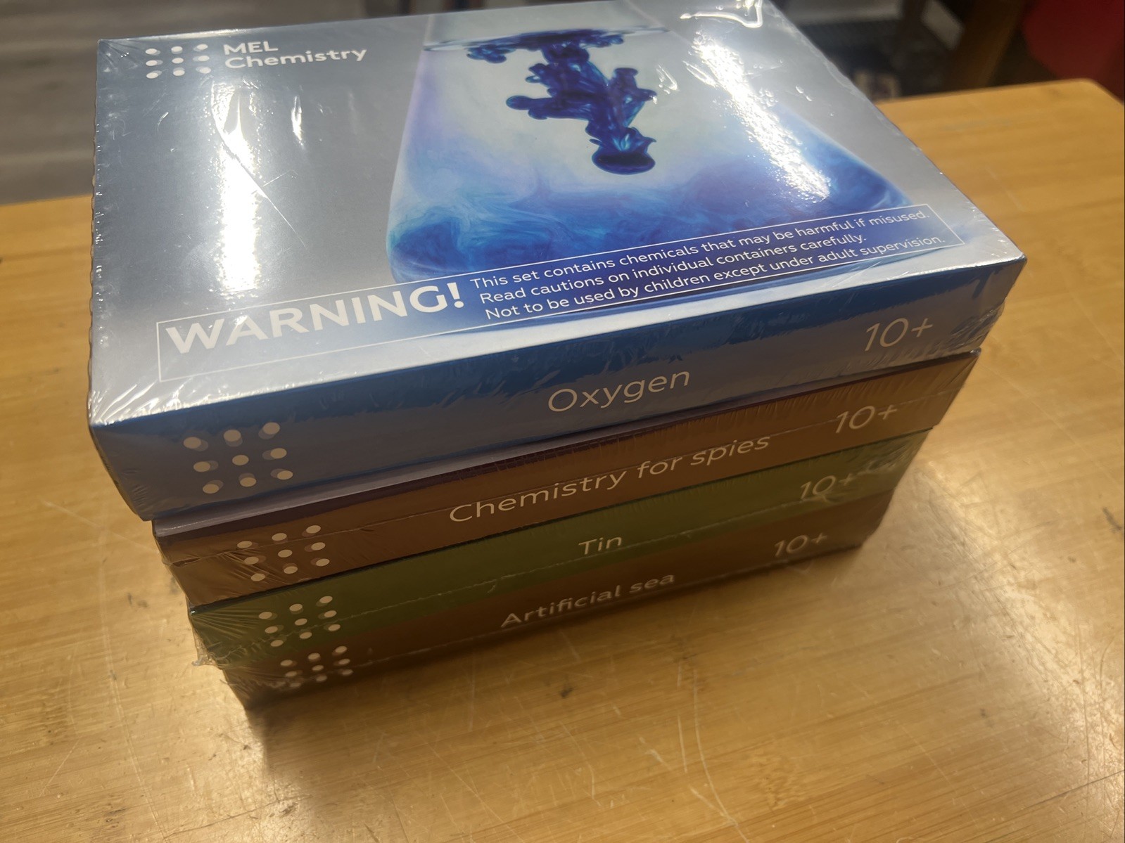 MEL Science Chemistry Kits-Oxygen, Chemistry Of Spies, Tin & Artificial Sea