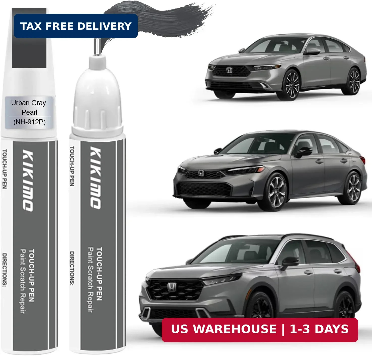 KIKIMO for Honda Touch Up Paint(Urban Gray Pearl(NH-912P)) | Car Paint Repair Ki
