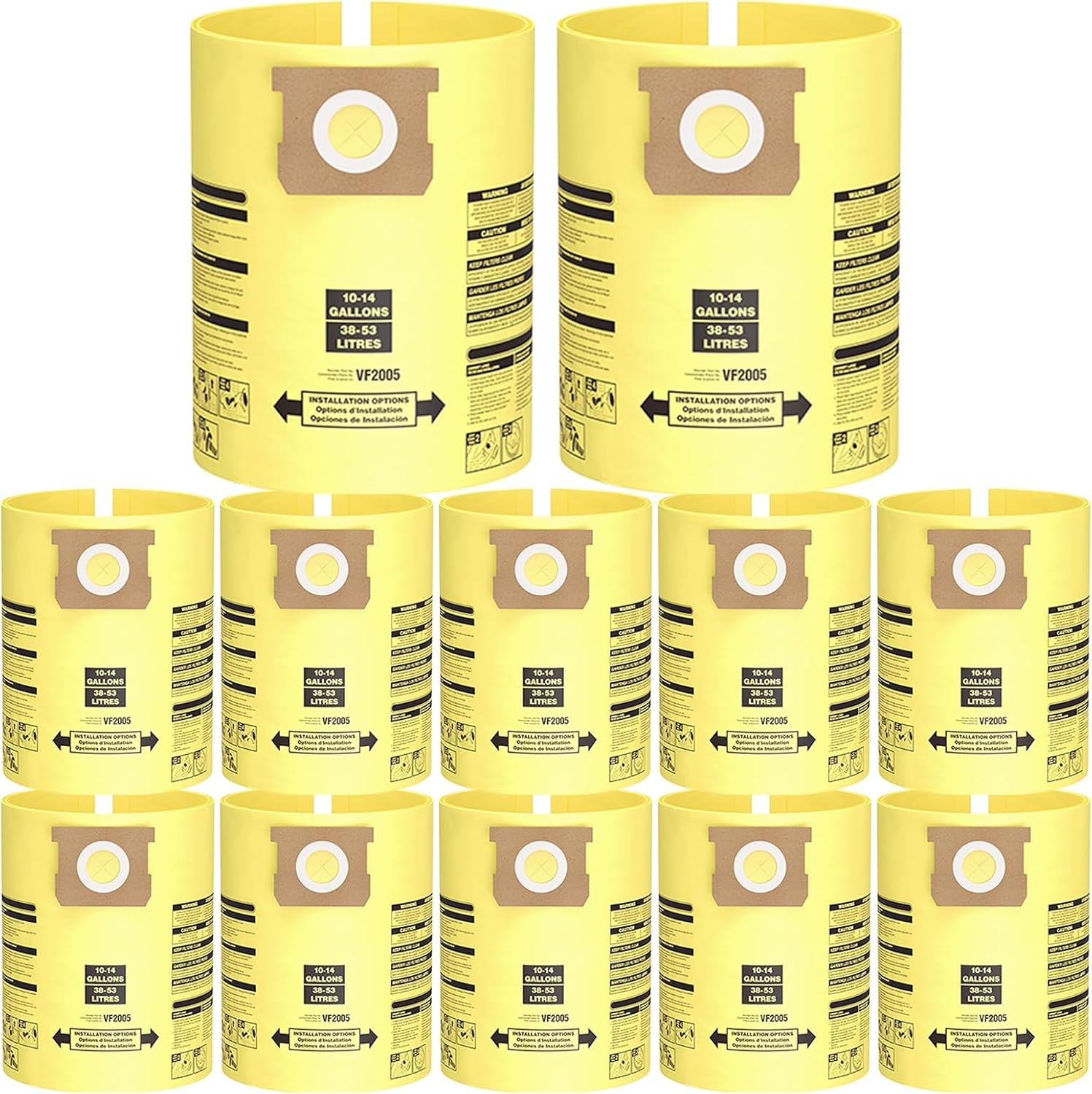 10PCS 10-14 Gallon Vacuum Bags for Shop Vac (10Pcs), yellow