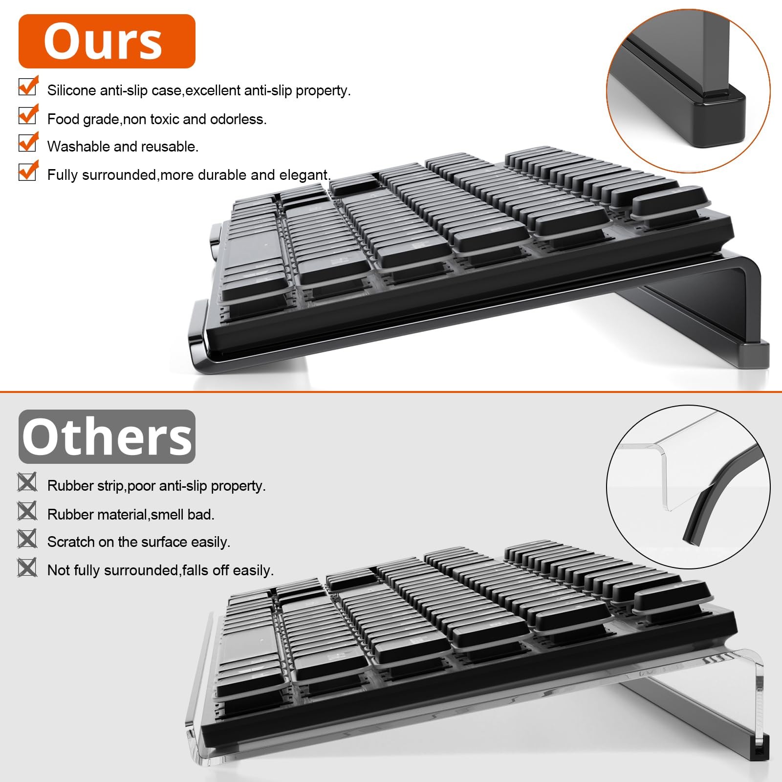 Richboom Computer Keyboard Stand Tilt PC Keyboard Stand Riser for Easy Ergono...