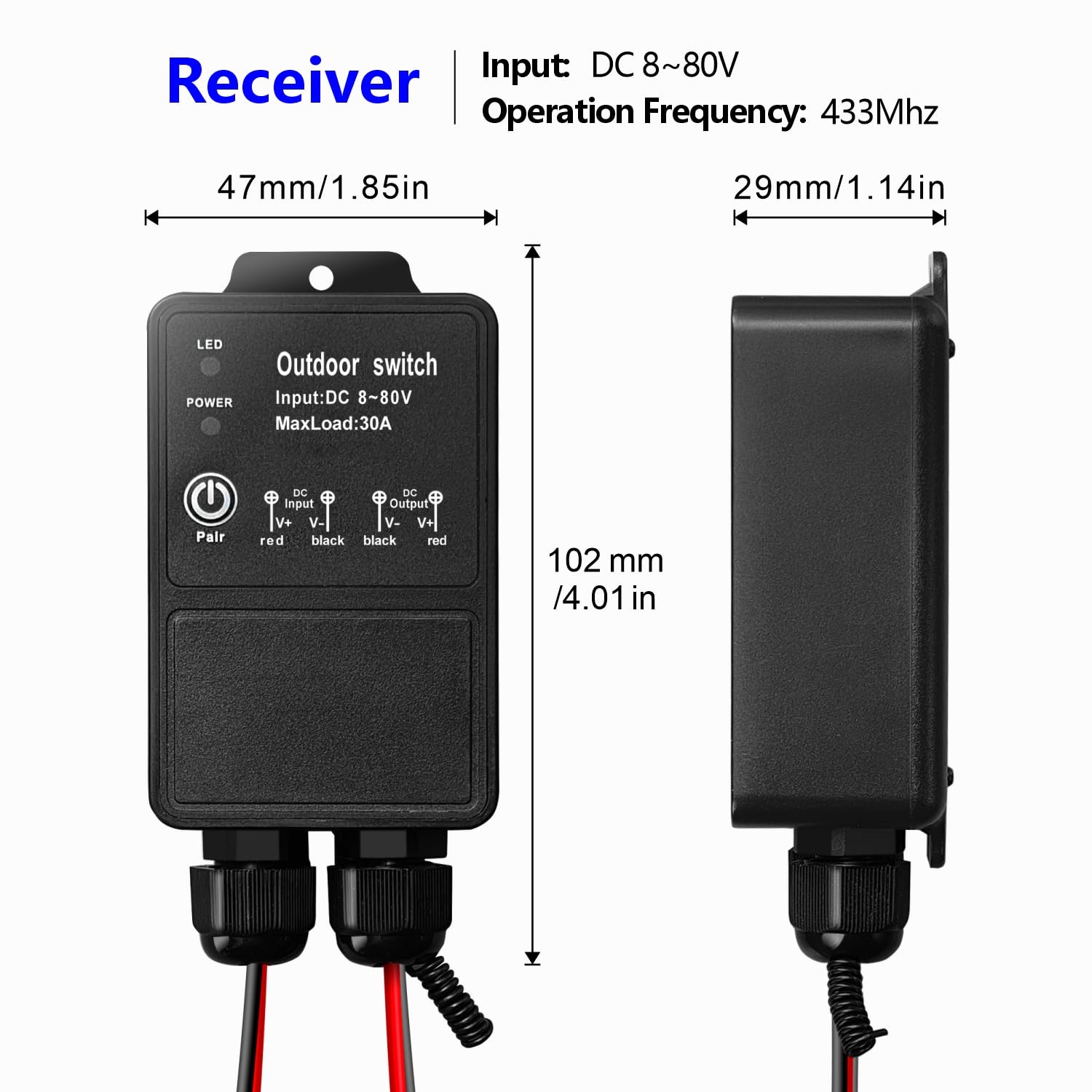 DieseRC Waterproof 12V Wireless Remote Control Switch DC 8V-80V Heavy-Duty 30...
