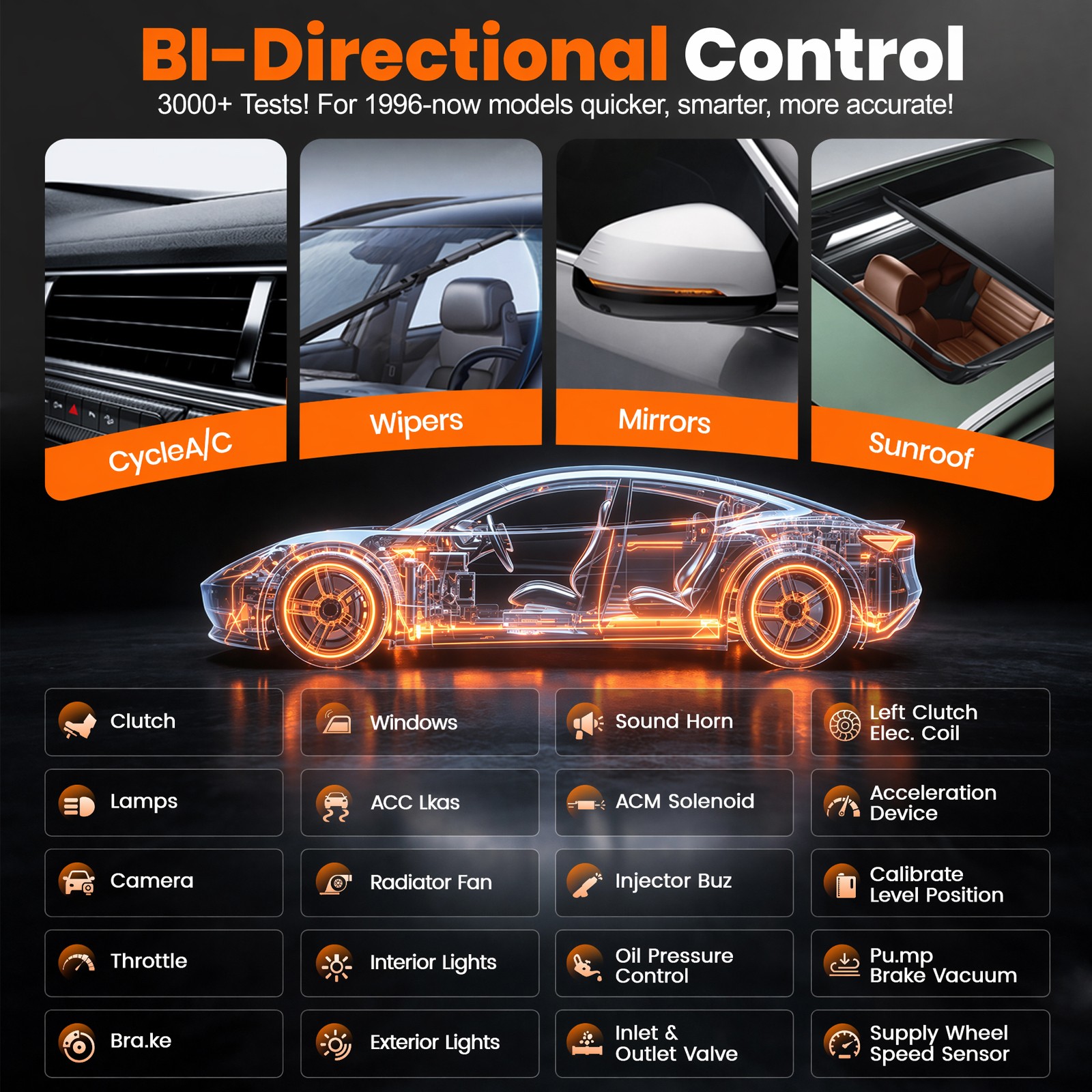 ANCEL X6 Bidirectional Scan Tool OBD2 Scanner Auto Diagnostic Tool All System