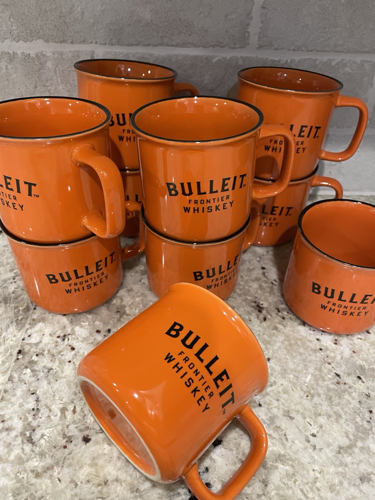 Lot of 10 Bulleit Bourbon Orange Advertising Ceramic Coffee Mugs Barware Airbnb