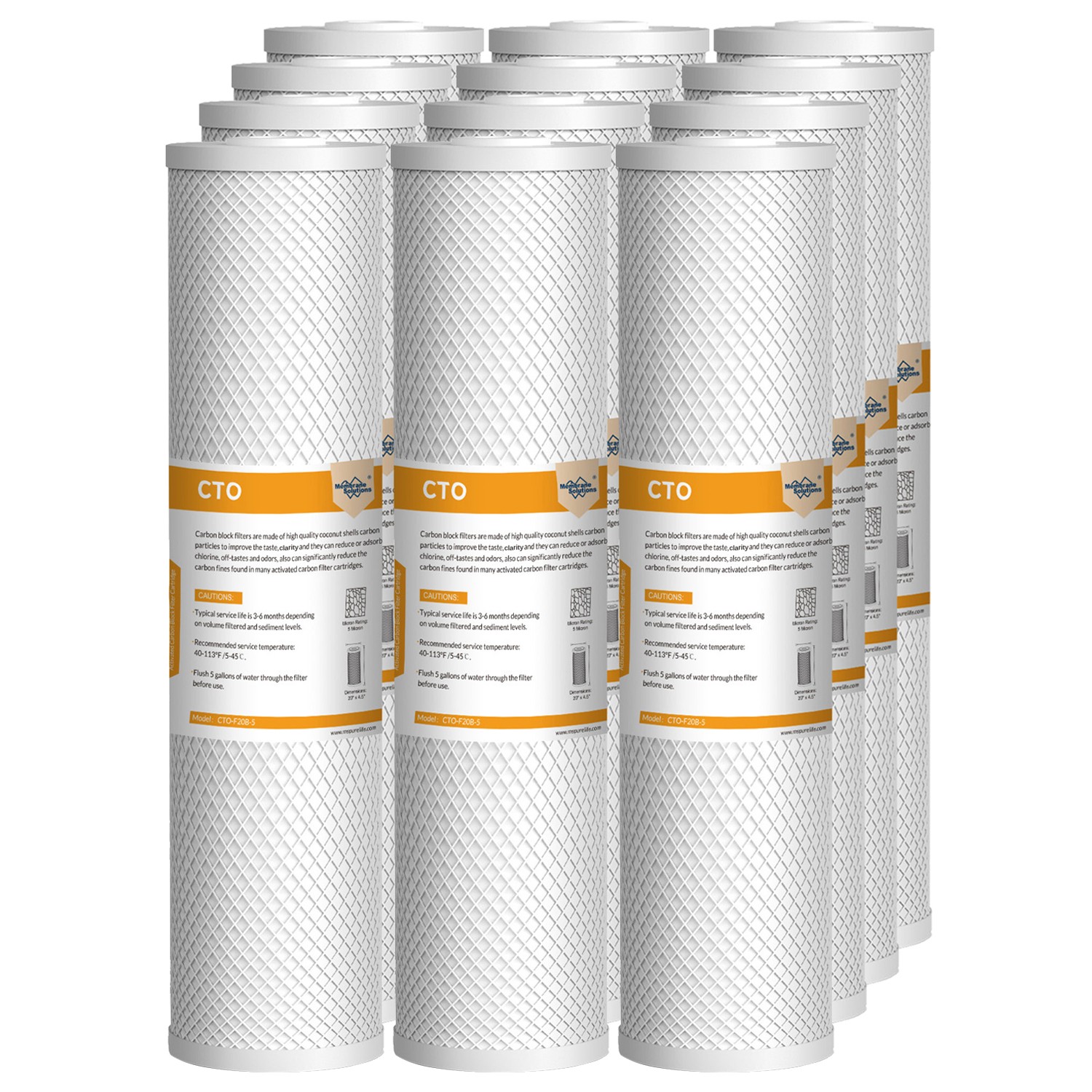 20x4.5" Big Blue CTO Carbon Block Water Filter Whole House Replacement 1-12 Pack