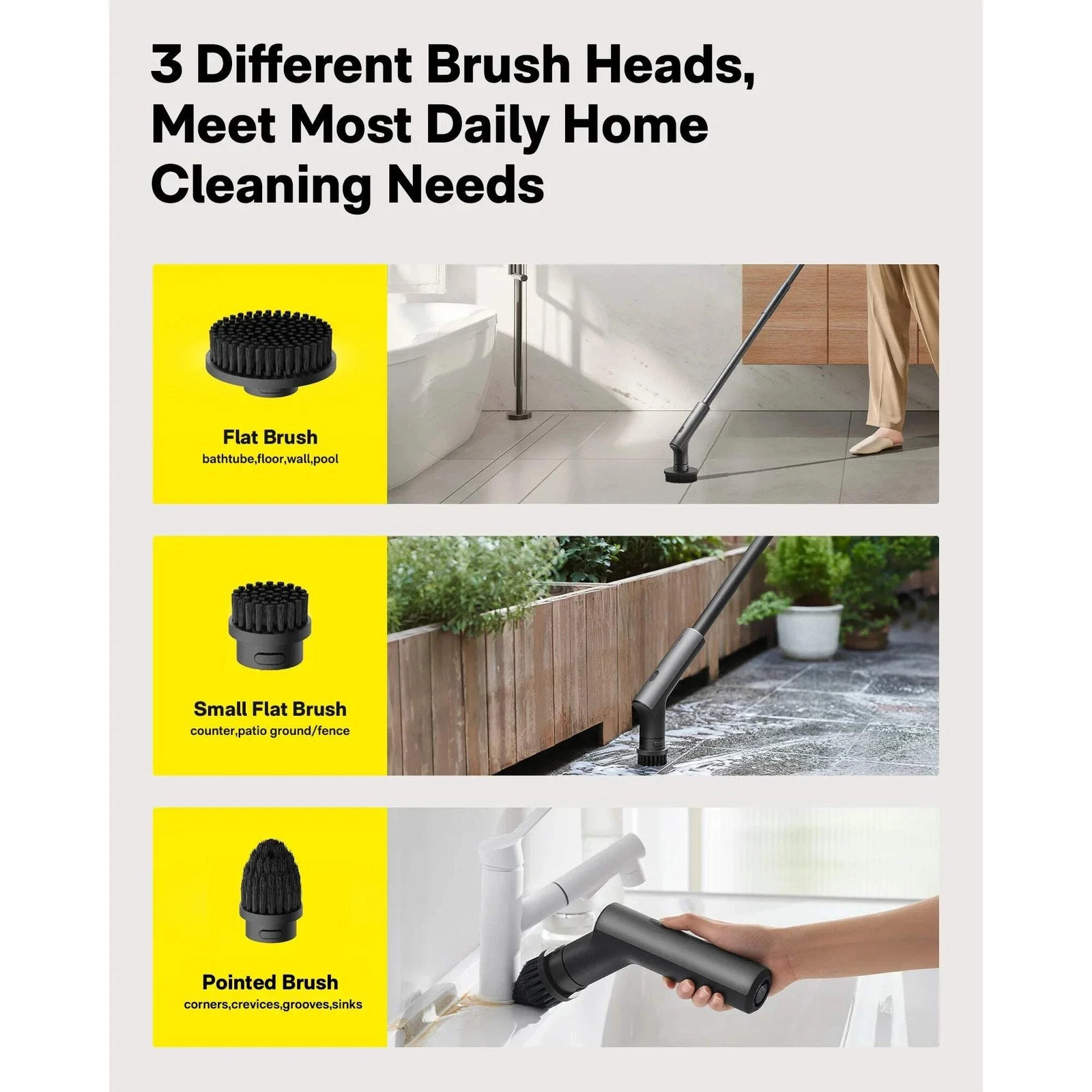 HOTO Flexi Cordless Electric Spin Scrubber, Adjustable Angle. NEW
