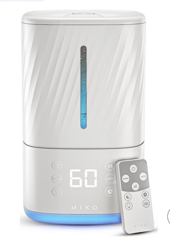 Miko - Myst Ultrasonic Humidifier with Cool and Warm Mist – 540 sqFT 4.5L Tank