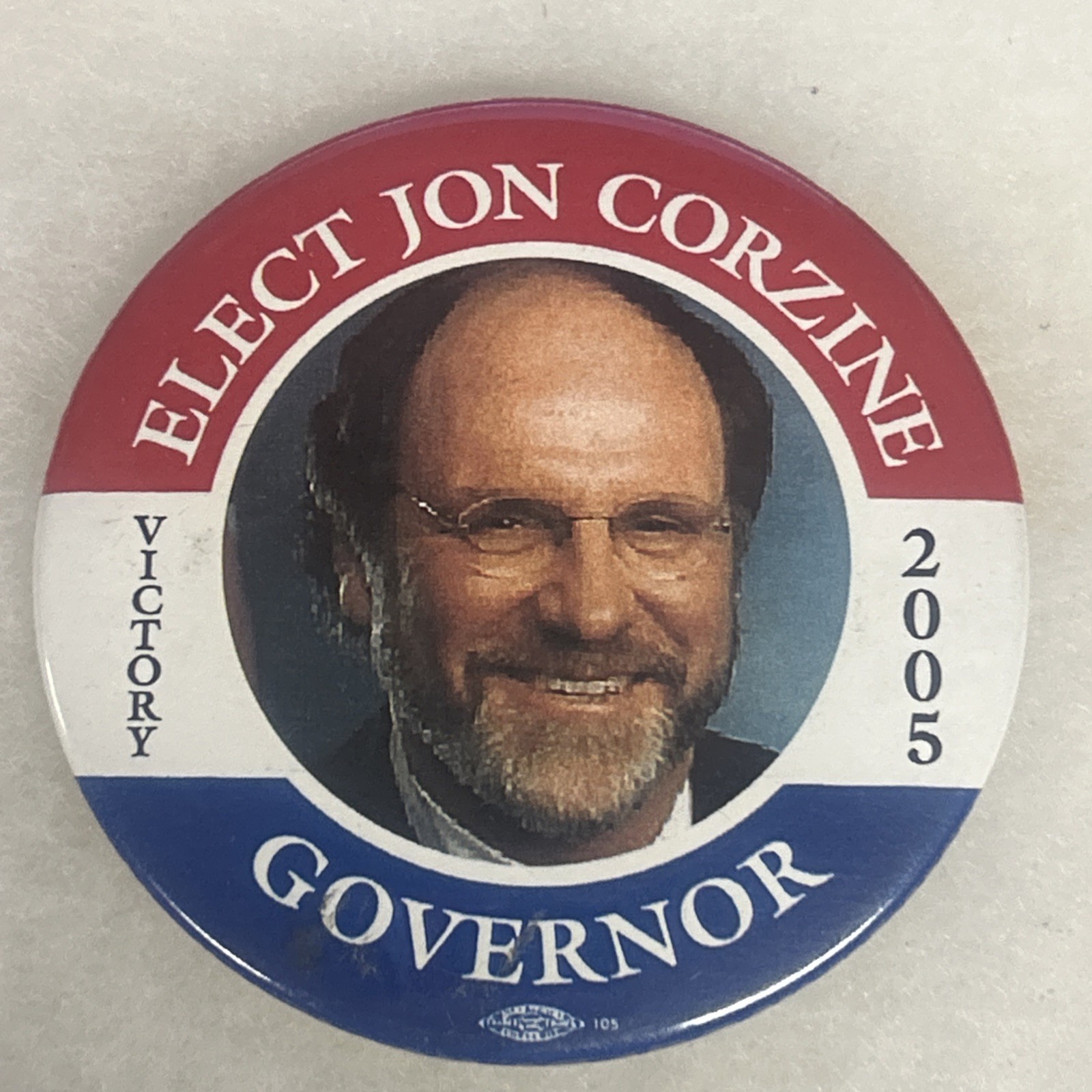 Elect Jon Corzine Governor Victory 2005 New Jersey  3”  pinback button pin