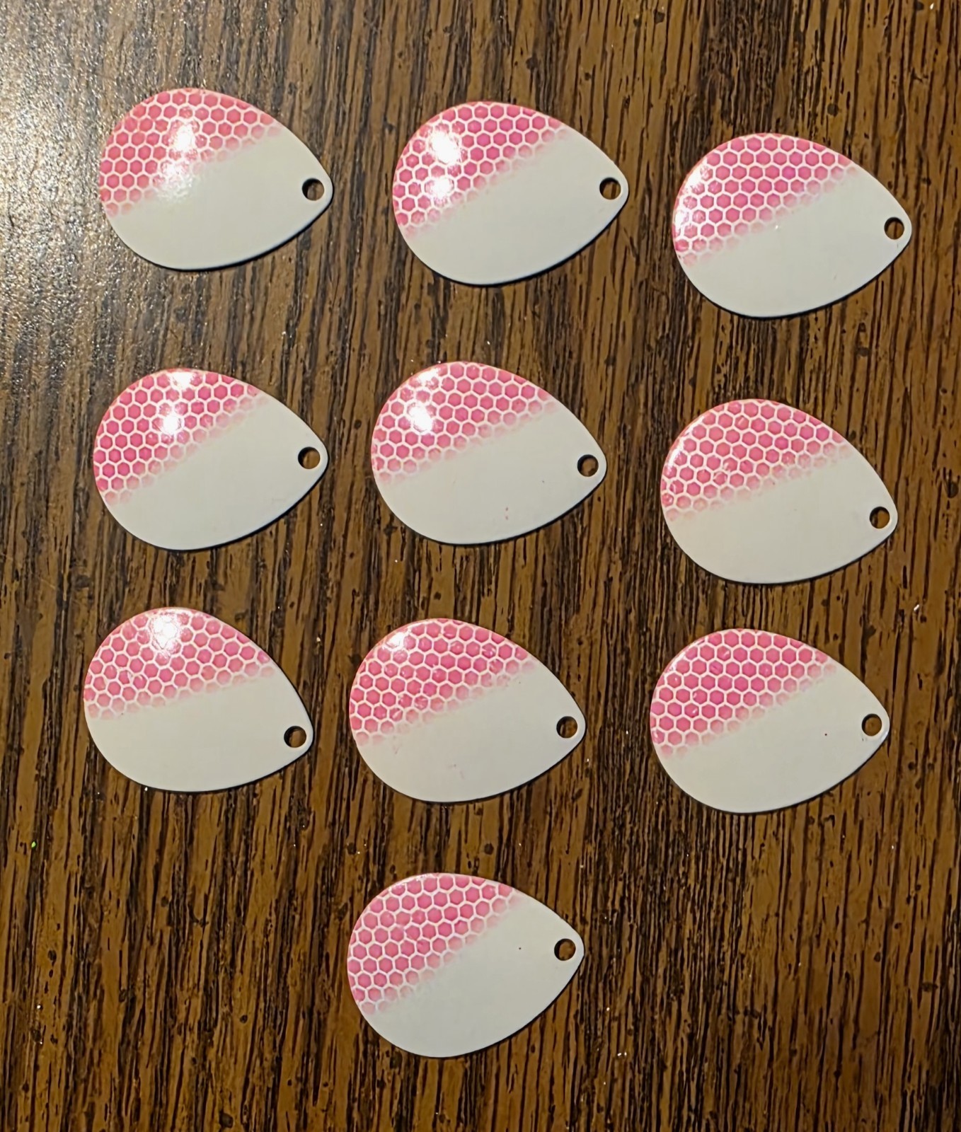 #4 Colorado Spinner Blades White w/ Pink Scale Pattern (10 Pack)