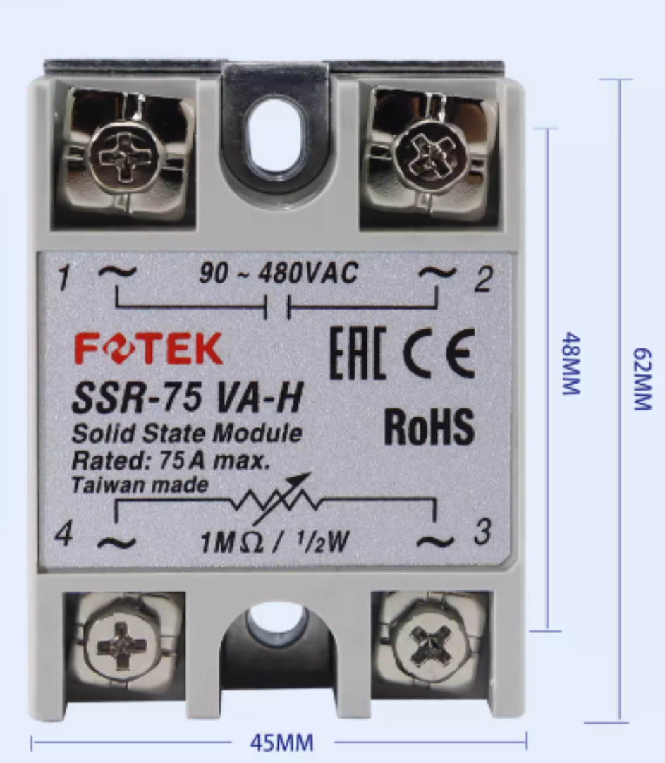 Fotek SSR-75VA-H SSR75VAH Solid State Module 90-480VAC 75A Brand