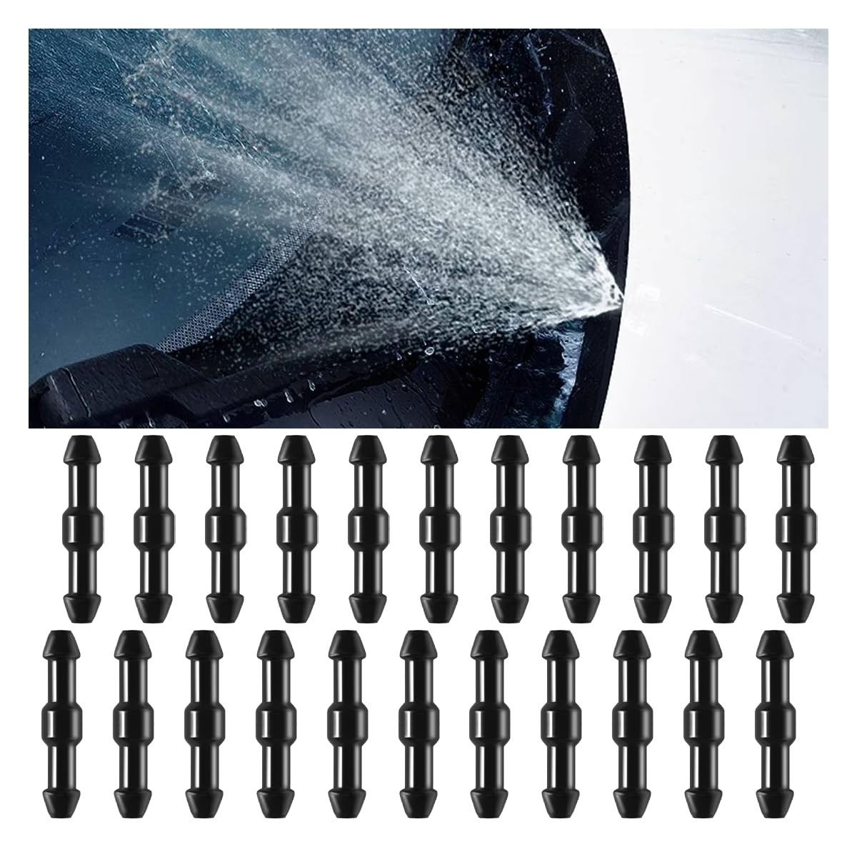 20PCS Windshield Washer Hose Connectors, 2-Way 1.11 x 0.11 inches, Black