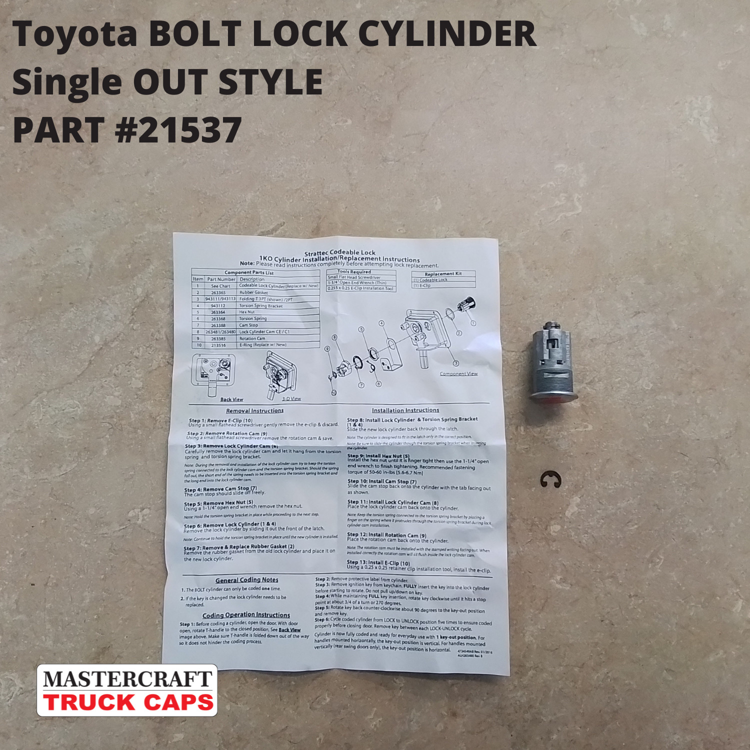 ARE Commercial Truck Cap BOLT lock cylinders for Toyota Trucks Part #21537
